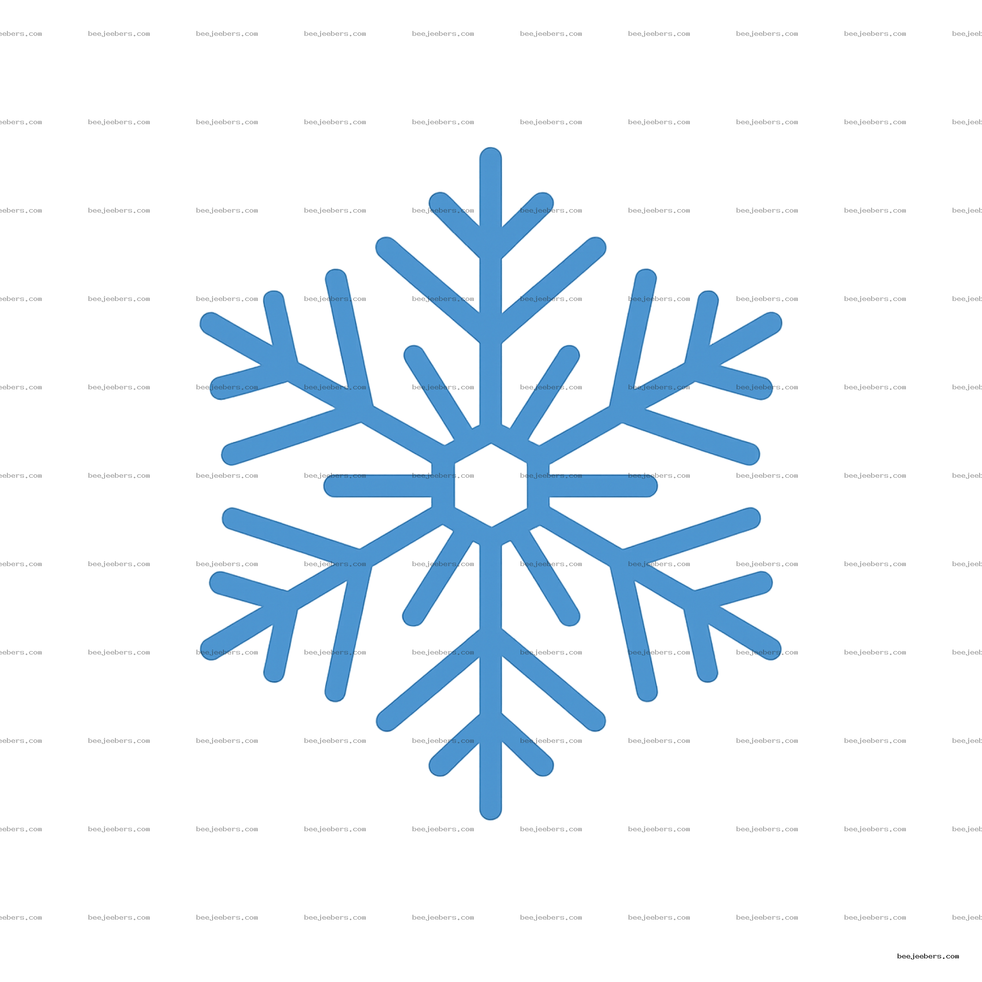 Blue snowflake illustration with clean lines on transparent background