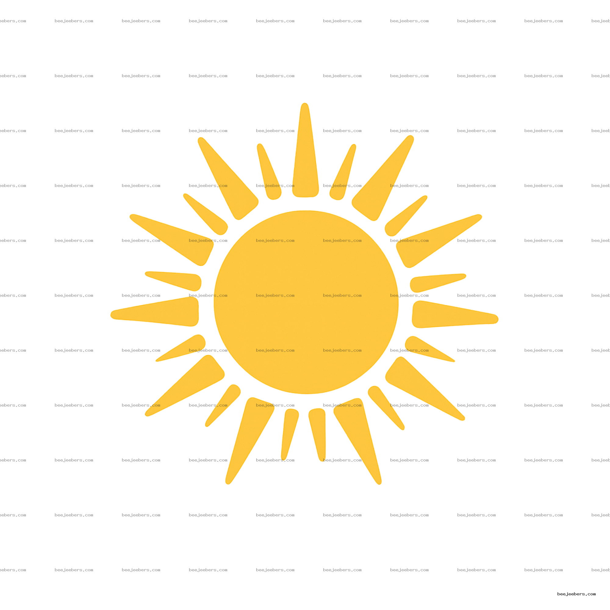 Bright yellow sun with stylized triangular rays on transparent background vector PNG