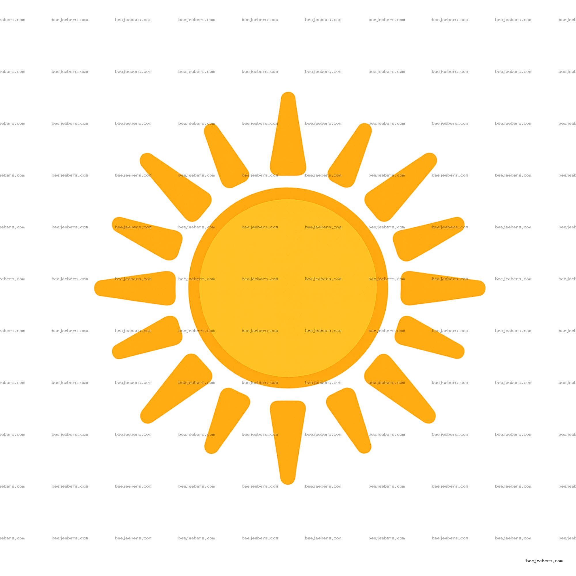 Clean orange sun with rays vector PNG on transparent background