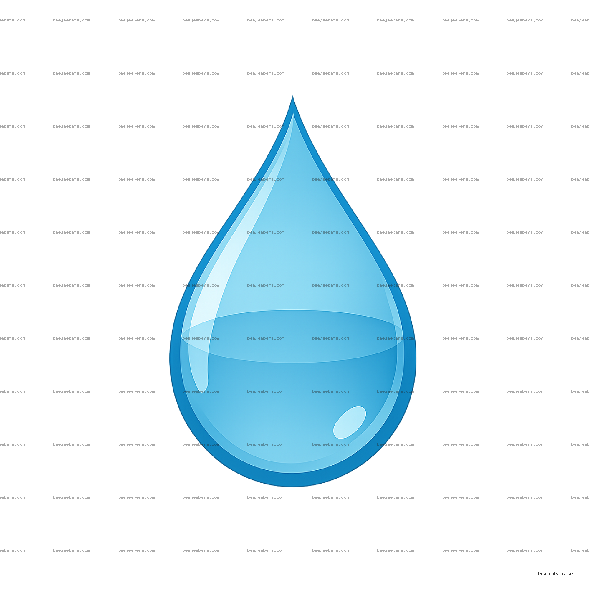 Glossy blue vector water drop with smooth gradient on transparent background
