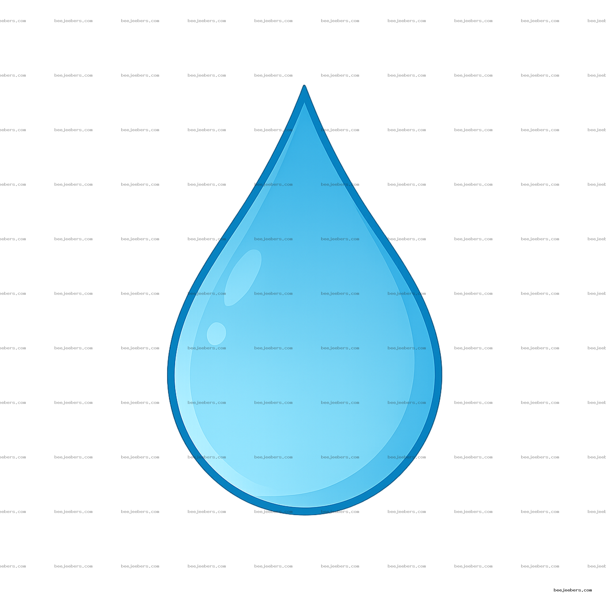 Clean blue water drop vector PNG with transparent background and glossy highlights
