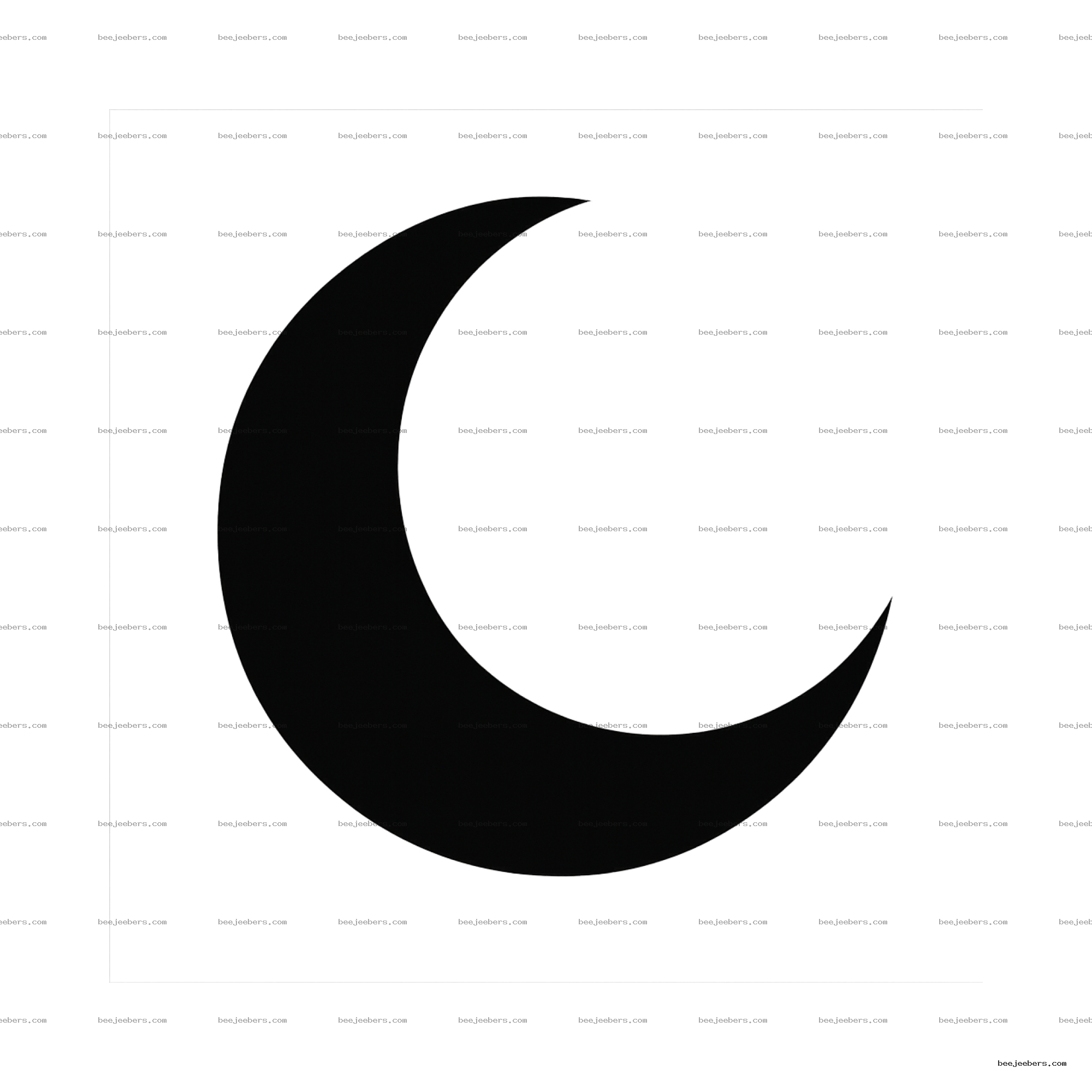 Black crescent moon clipart with transparent background in clean vector style