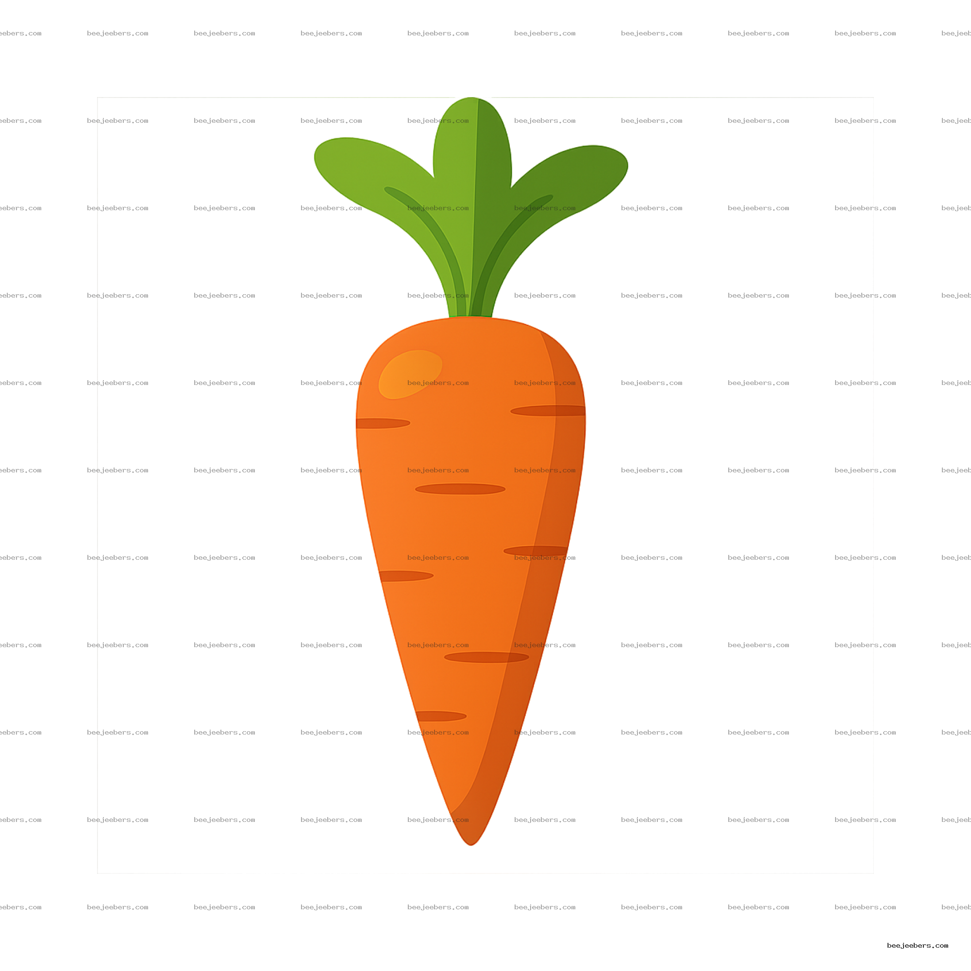 Clean vector illustration of an orange carrot with green leaves on transparent background