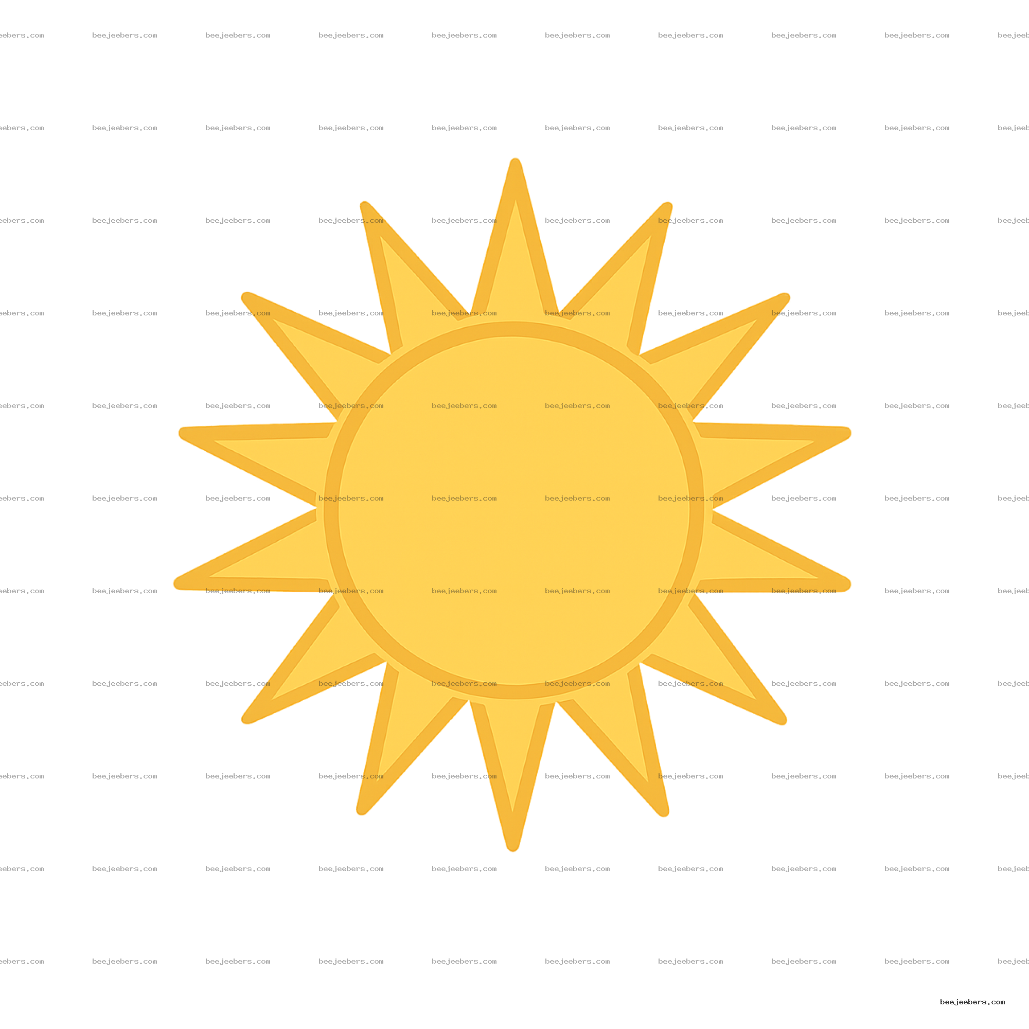 Clean bright yellow sun with pointed rays vector illustration on transparent background