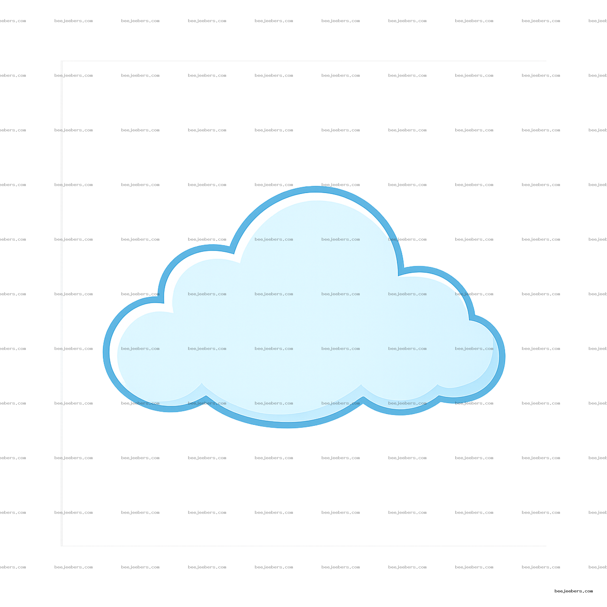 Light blue cartoon cloud with smooth edges on transparent background digital PNG