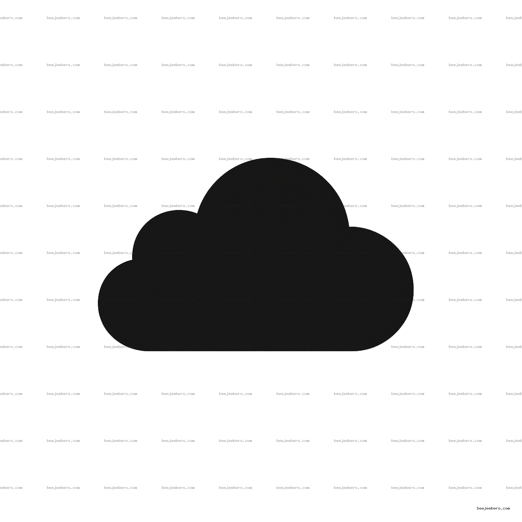 Black cloud silhouette icon with smooth rounded edges on transparent background