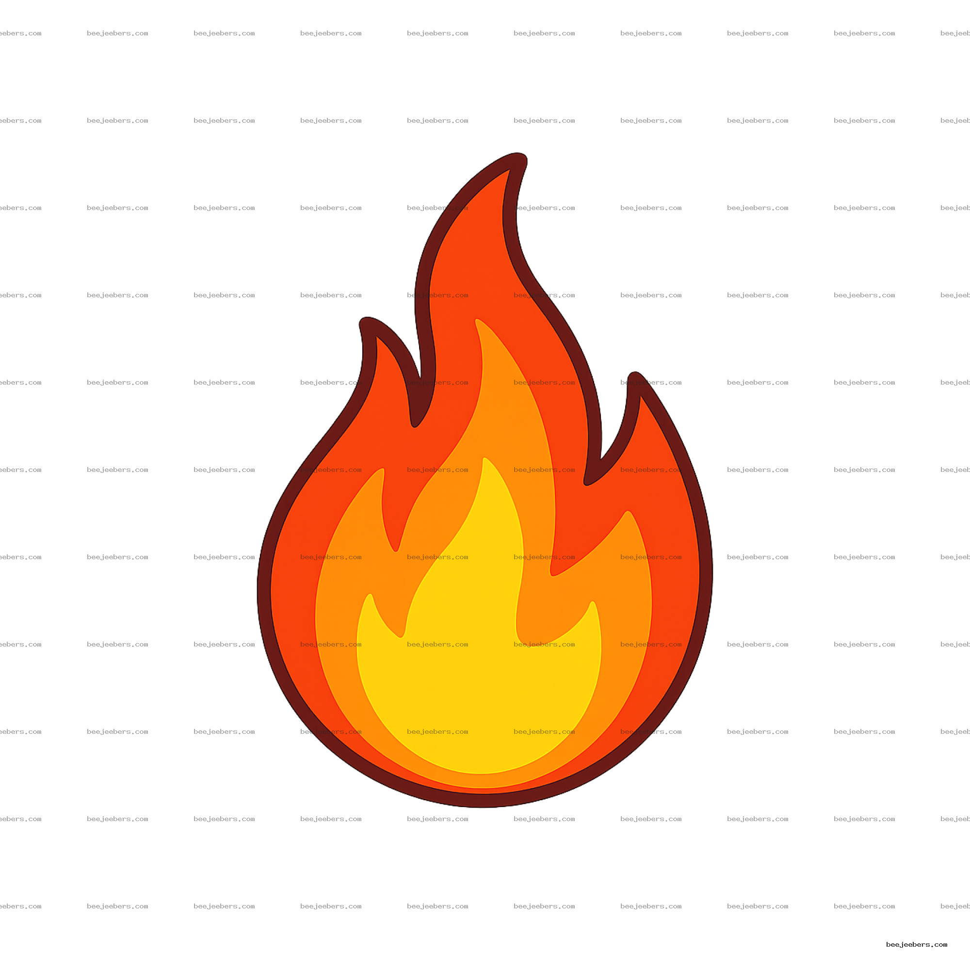 Bright cartoon flame clipart in yellow and orange with transparent background
