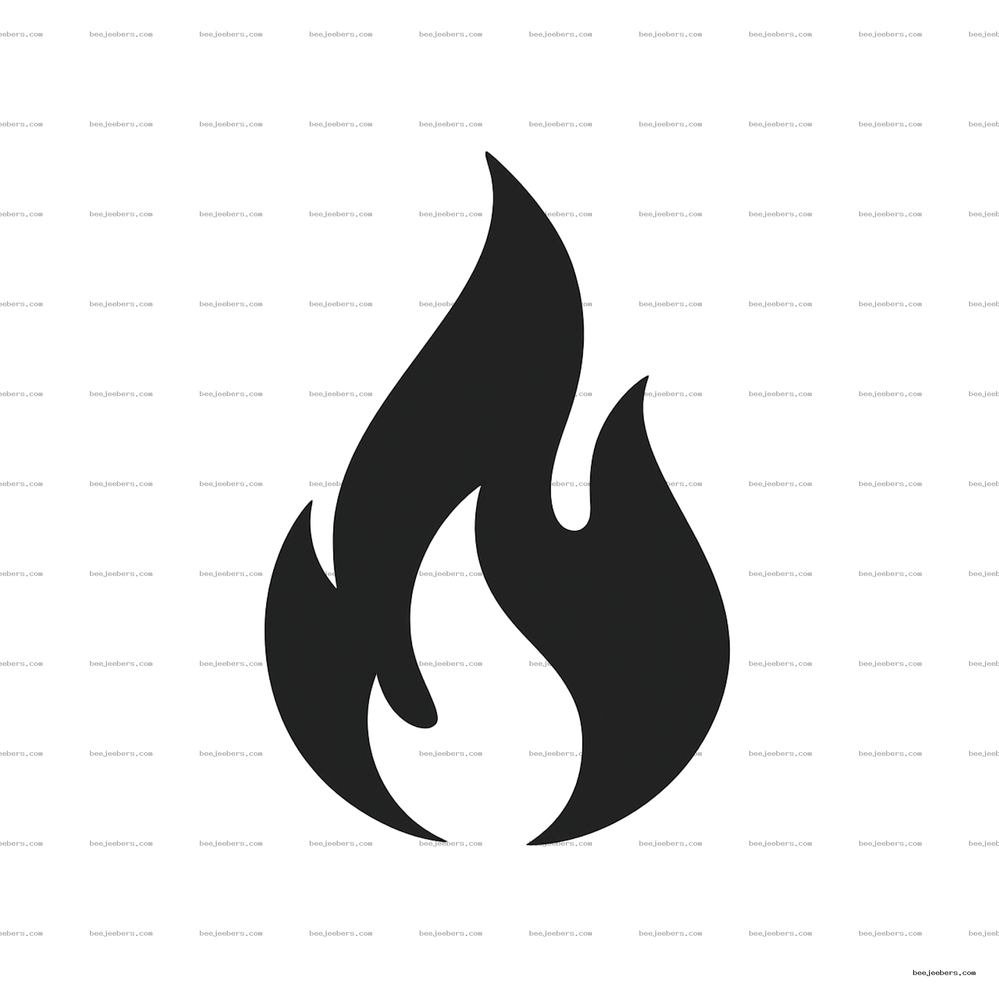 Black flame silhouette in a clean vector style with transparent background