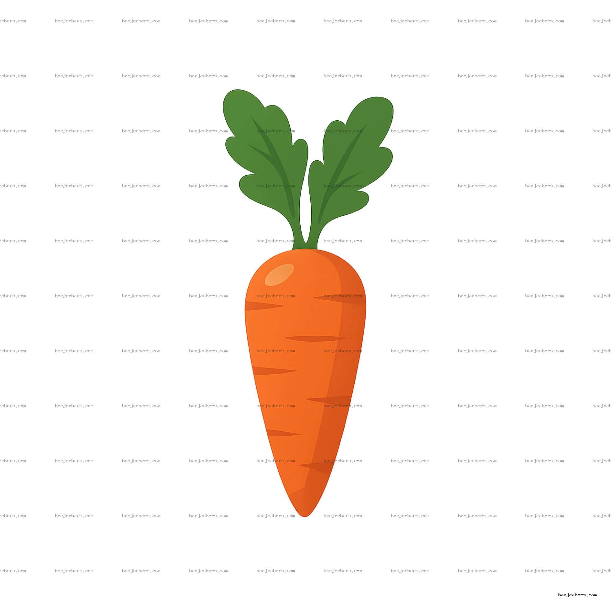 Vector illustration of an orange carrot with green leaves on transparent background
