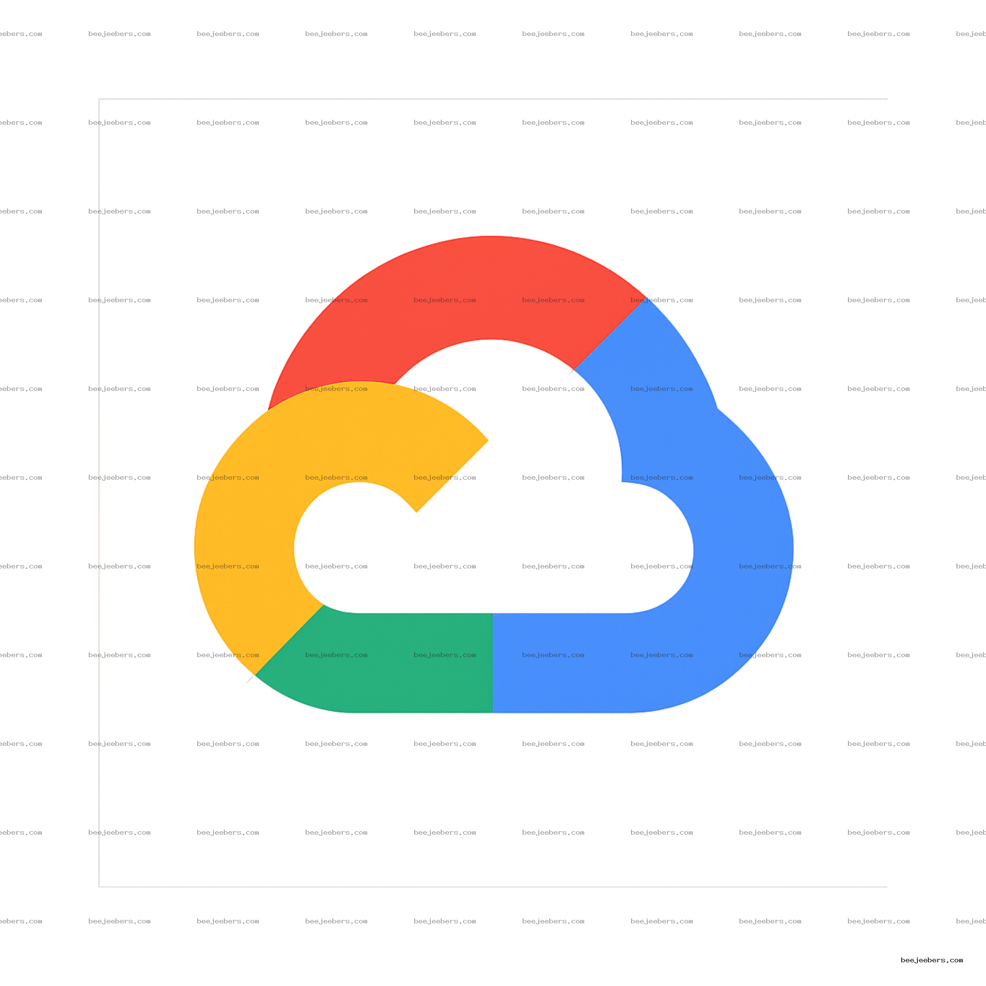 Colorful cloud icon PNG with red, blue, yellow, and green segments on transparent background