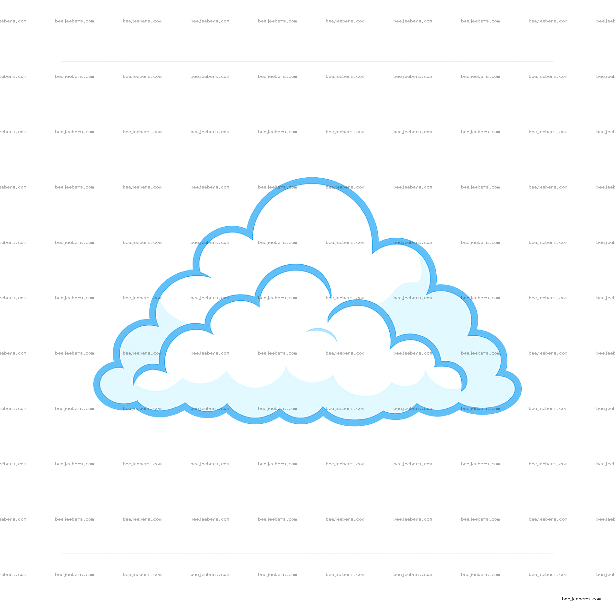 Clean vector illustration of layered heaven clouds with light blue outlines and transparent background
