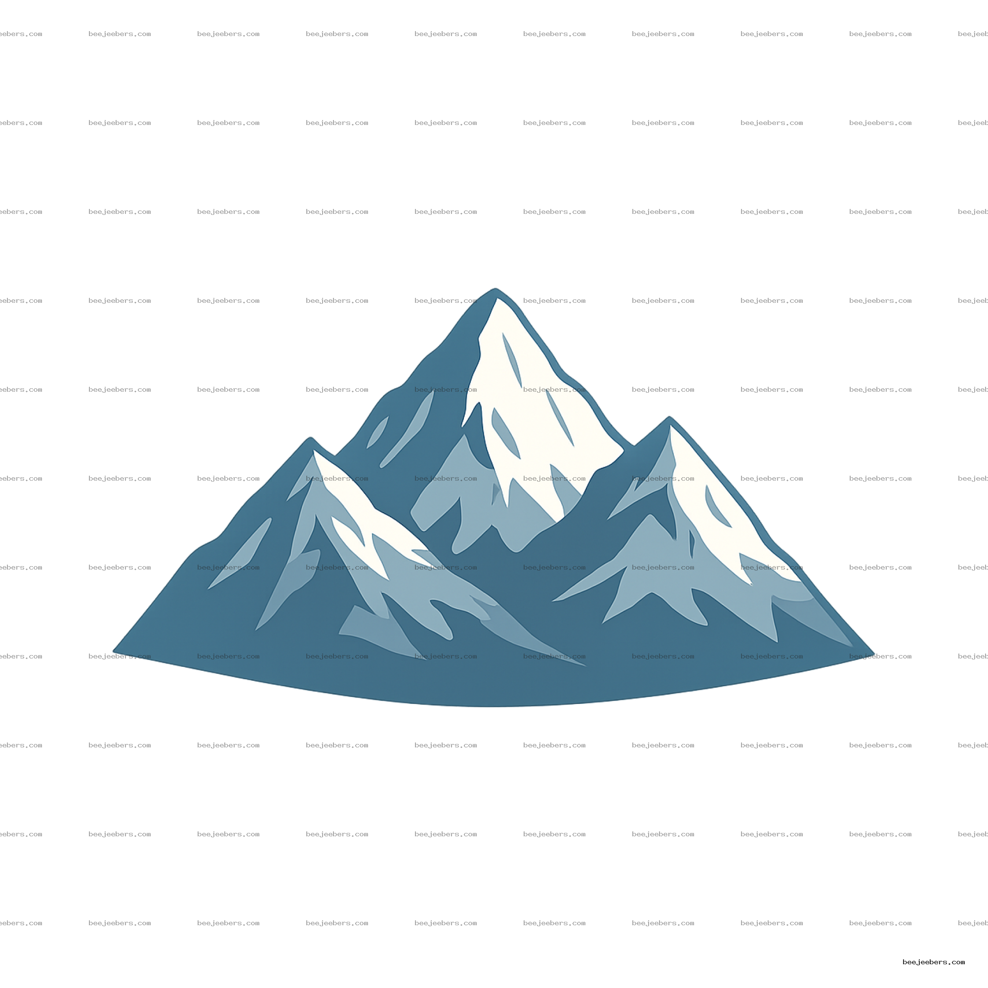 Clean vector illustration of a mountain with snowy peaks on transparent background