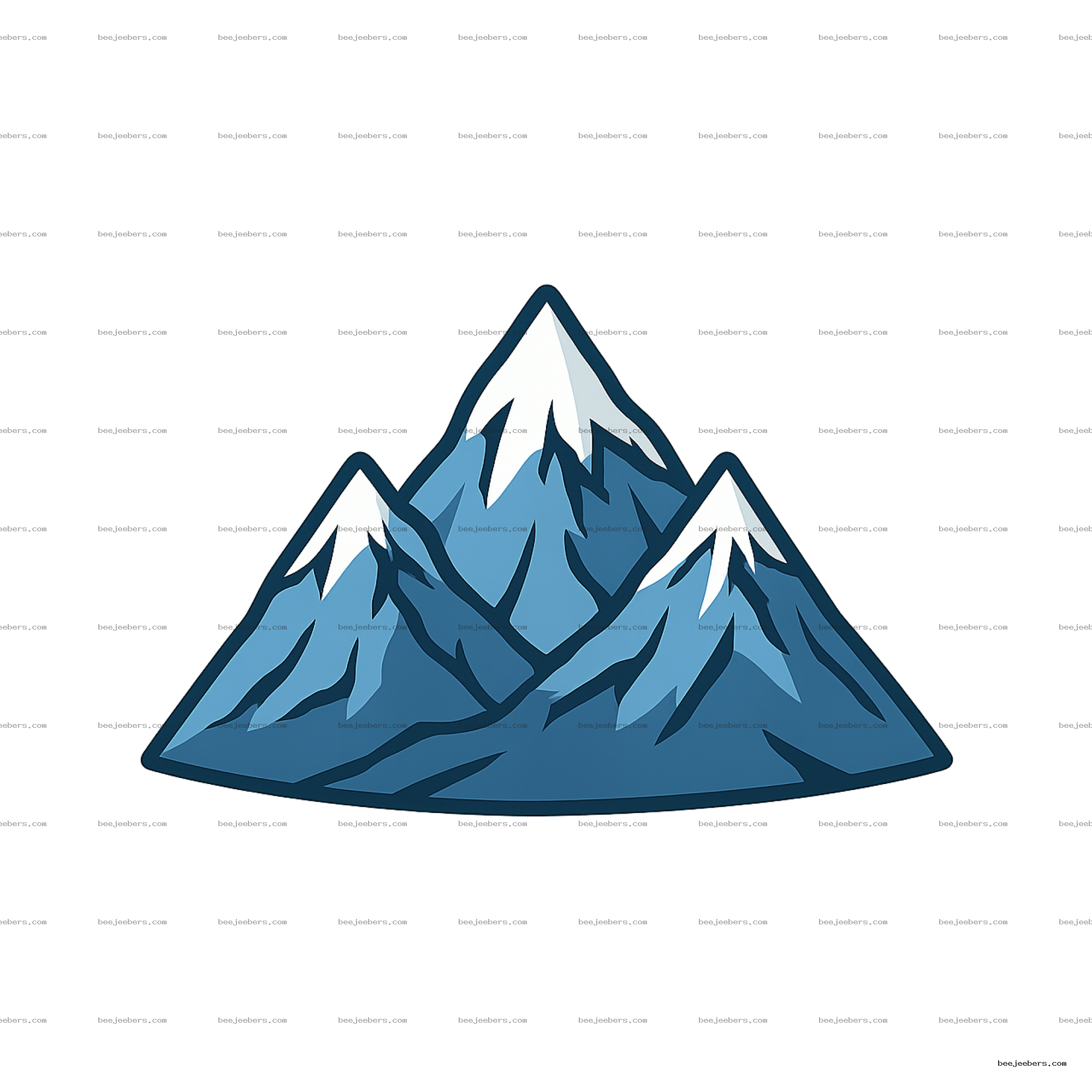 Clean vector illustration of a mountain with snow capped peaks on transparent background