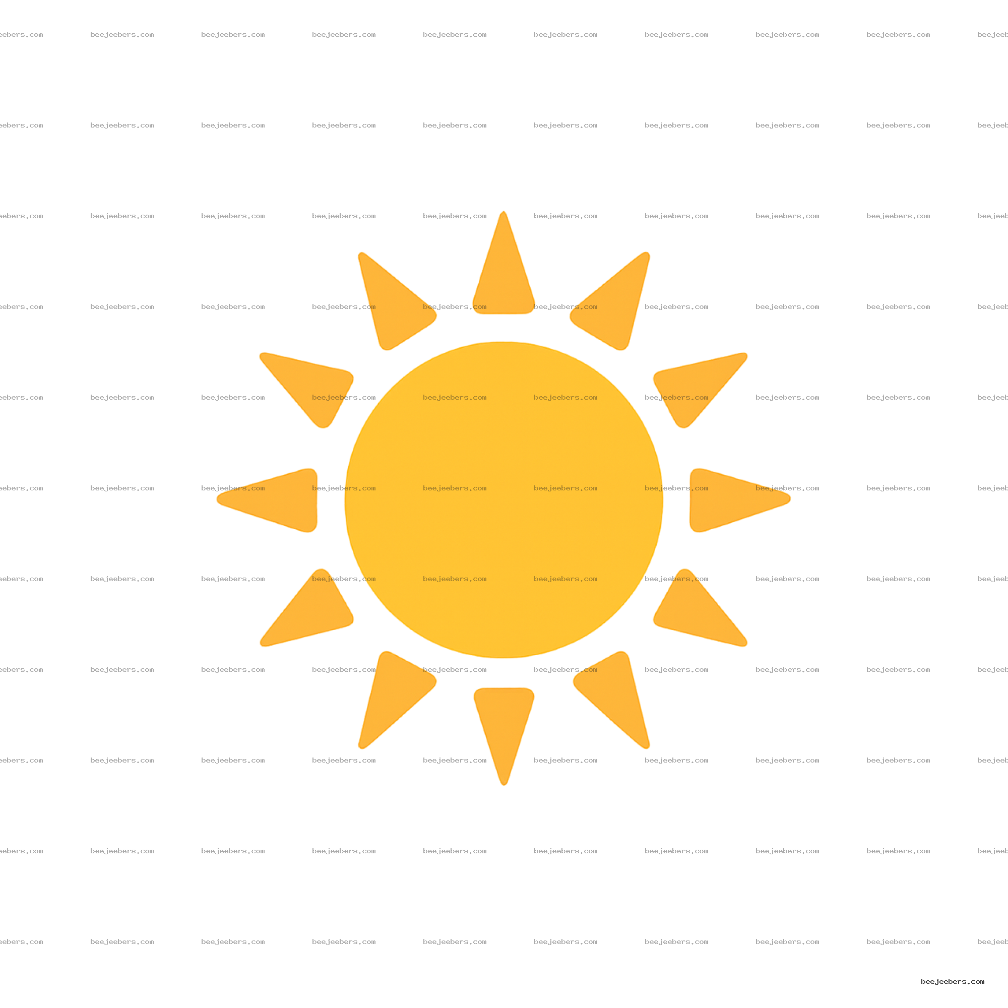 Bright yellow sun with rounded triangular rays on transparent background vector PNG
