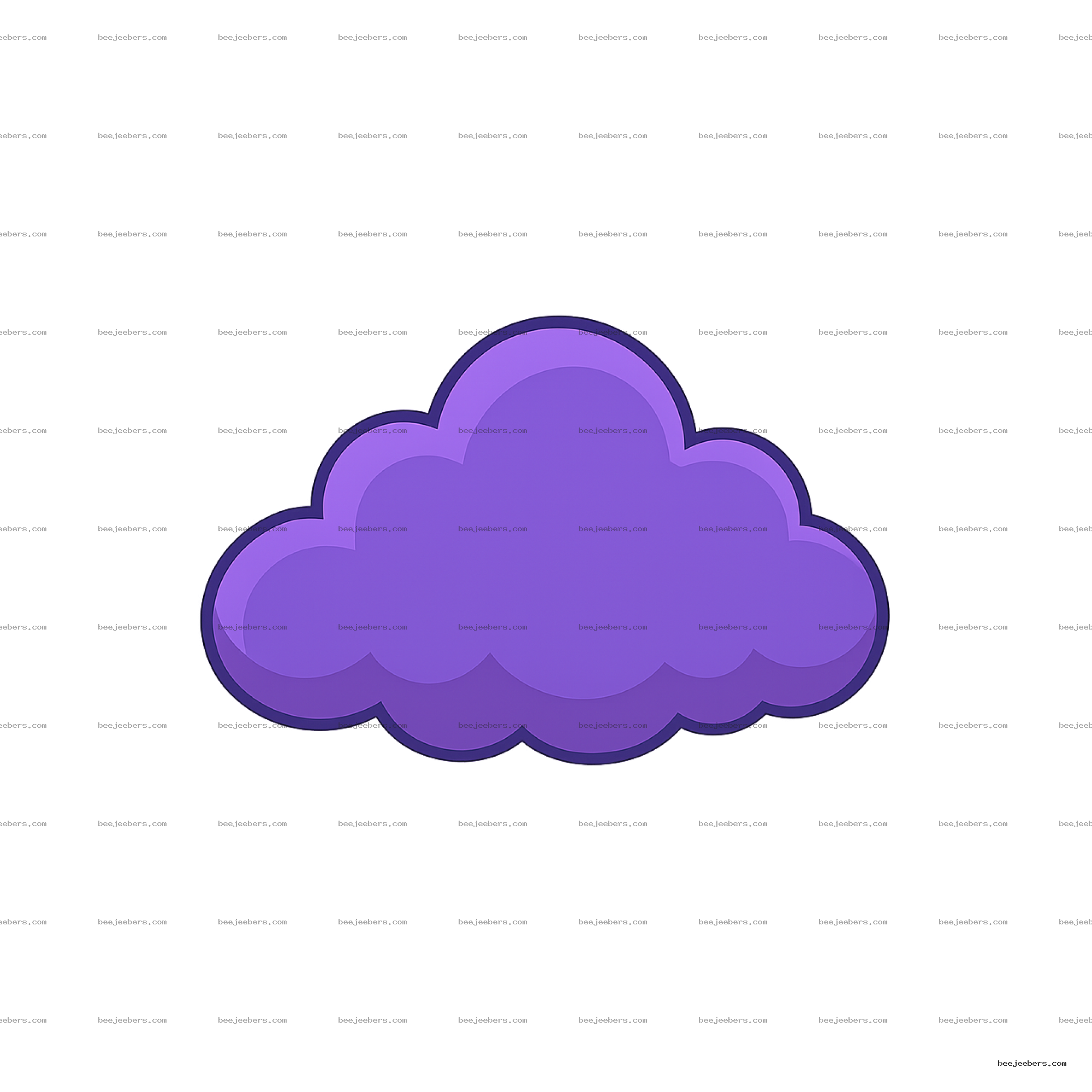 Clean purple cloud vector with layered shading and transparent background