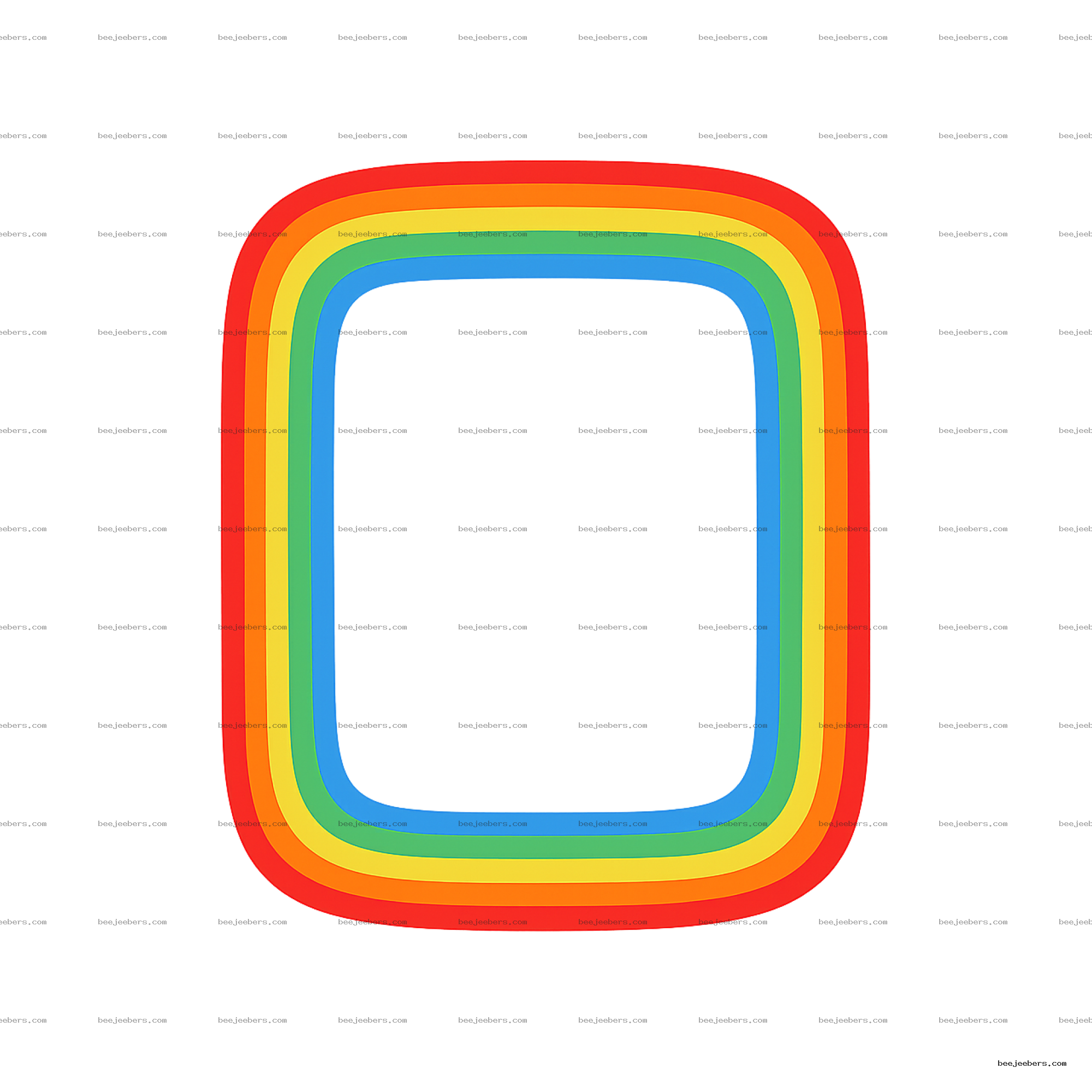 Square rainbow border clipart with red, orange, yellow, green, and blue stripes on transparent background