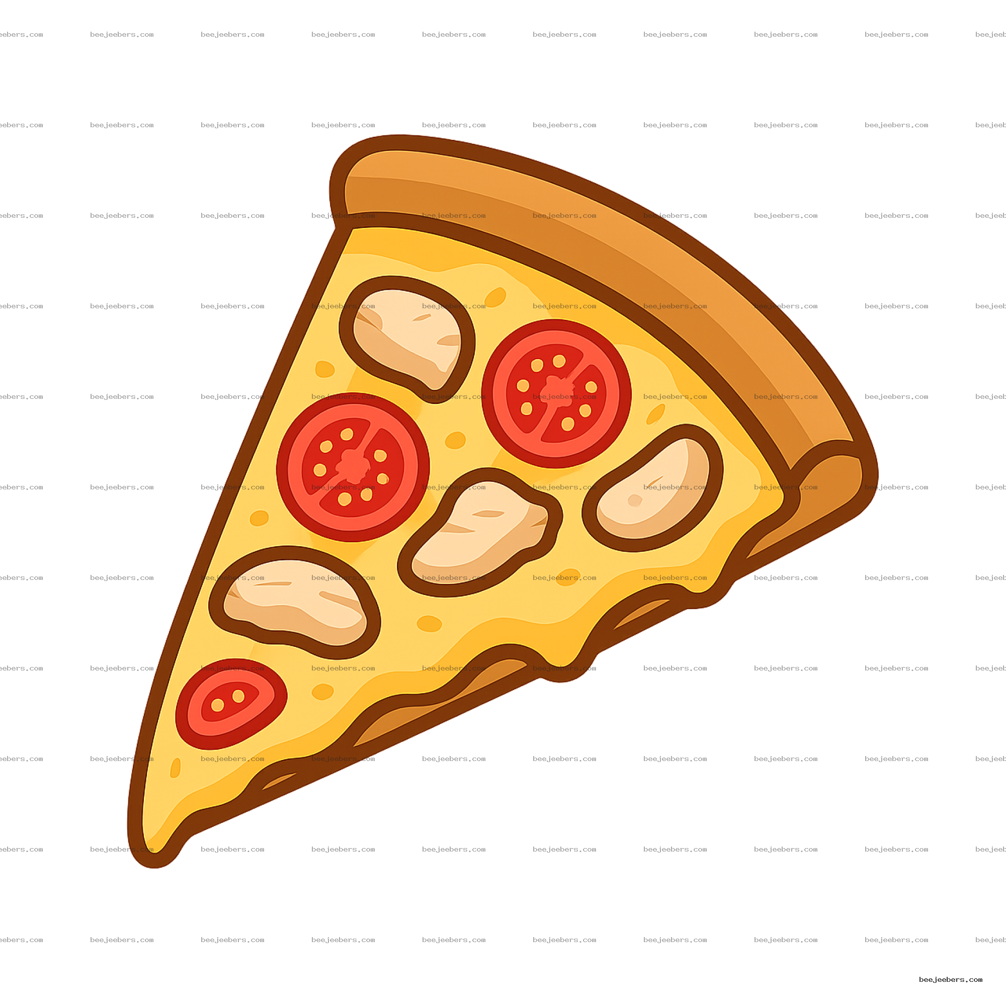 Vector illustration of a chicken pizza slice with tomato toppings on transparent background