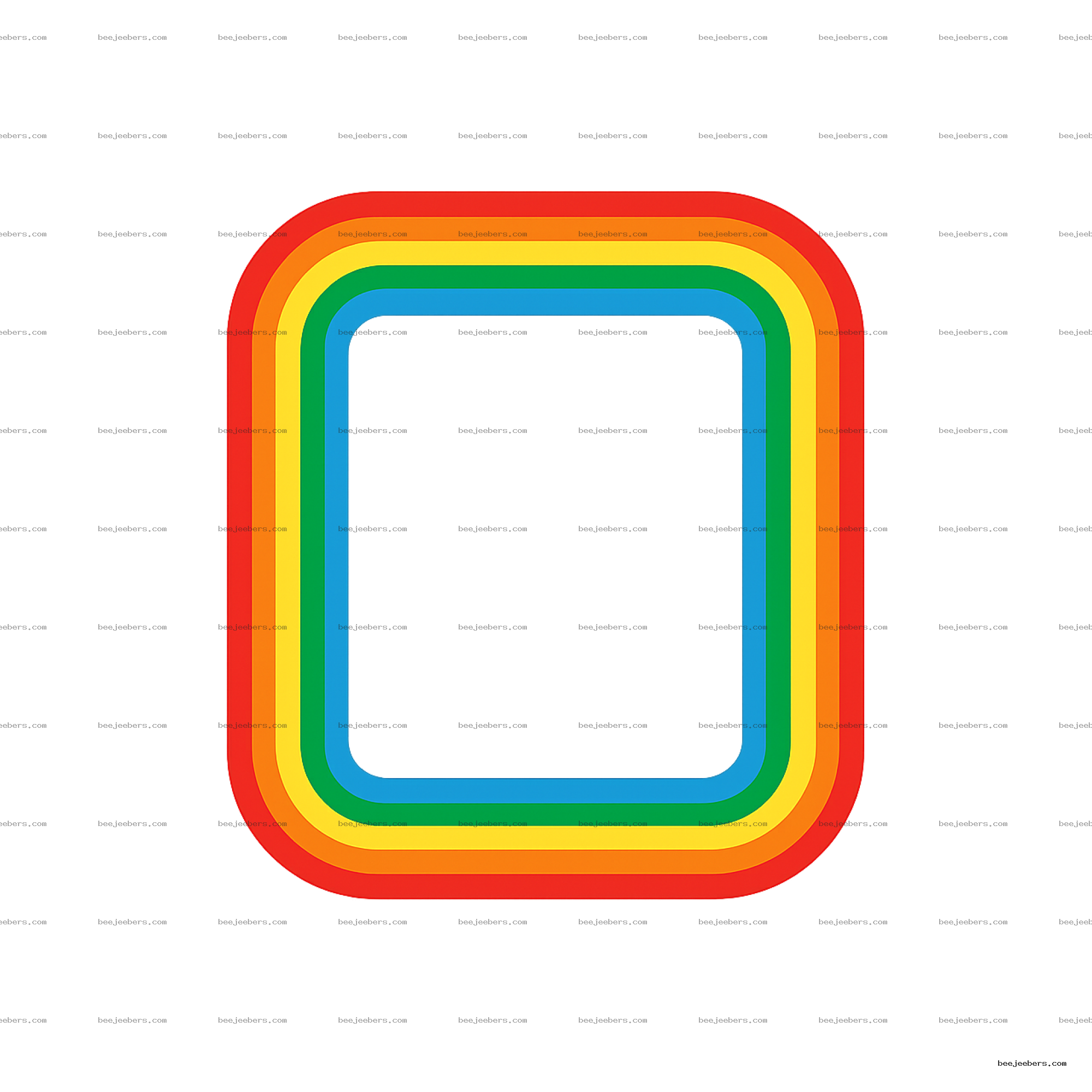 Square rainbow border with clean vector layers in red, orange, yellow, green, and blue on transparent background