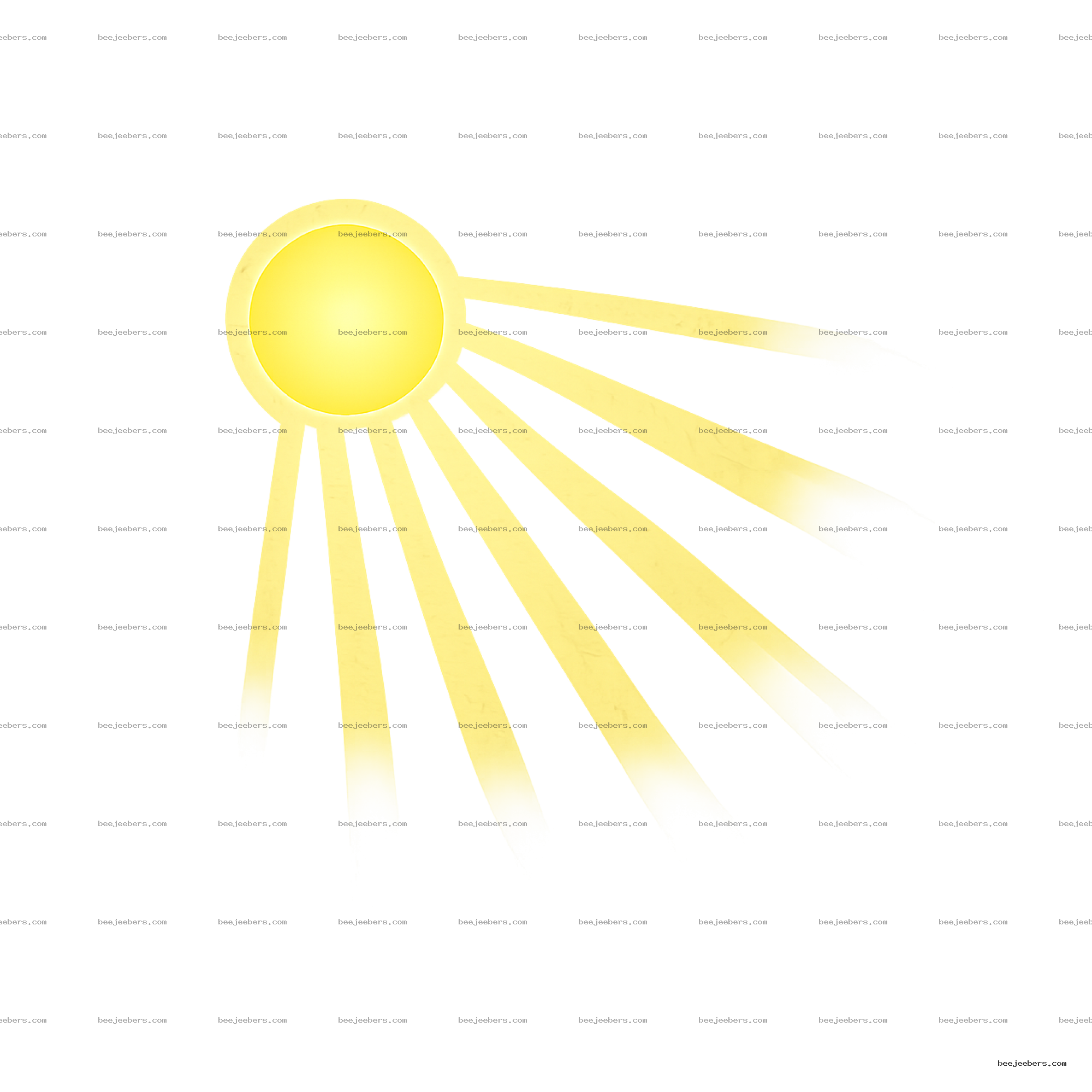 Yellow clean vector sun with rays on transparent background digital clipart