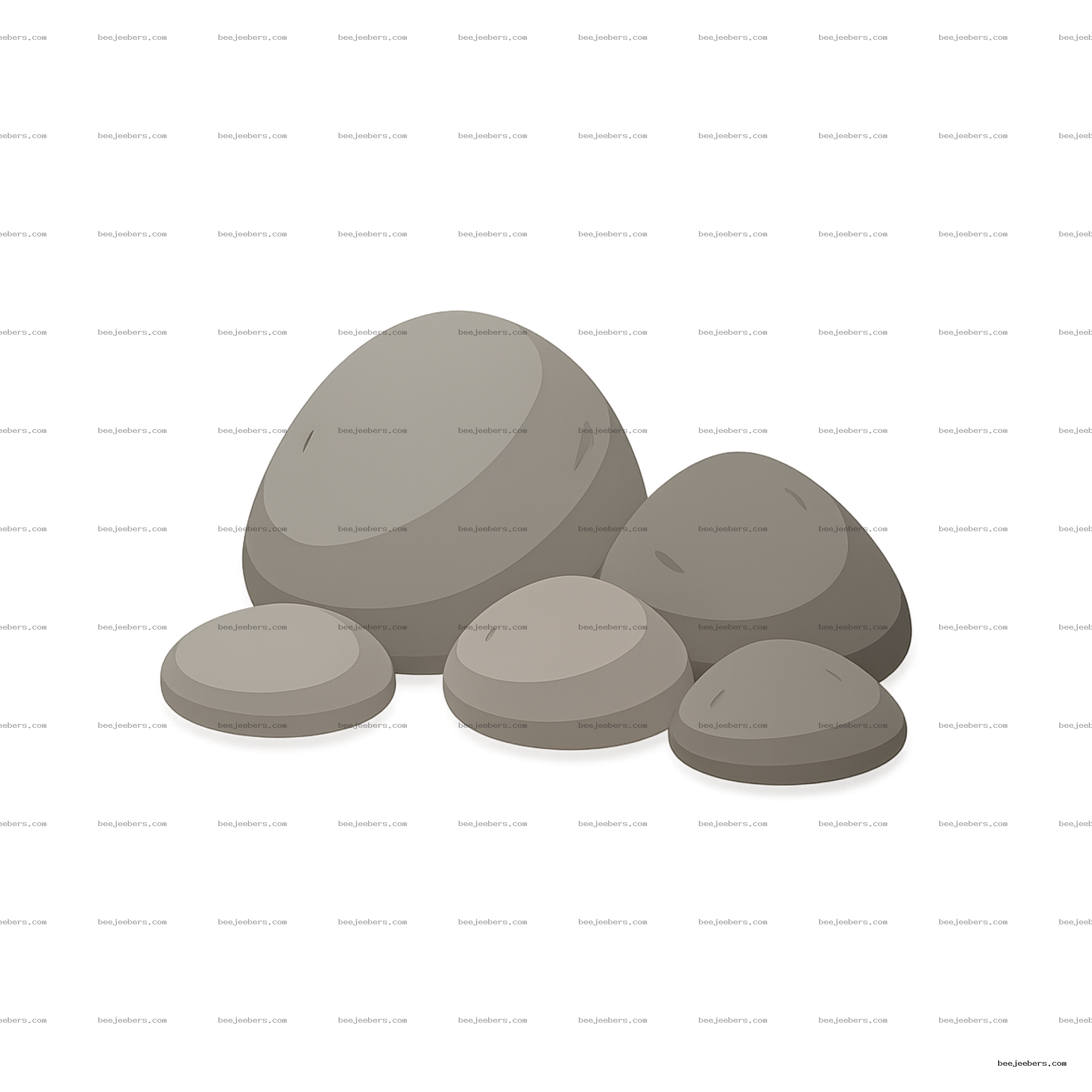 Vector illustration of a cluster of smooth small gray rocks with soft shading on transparent background