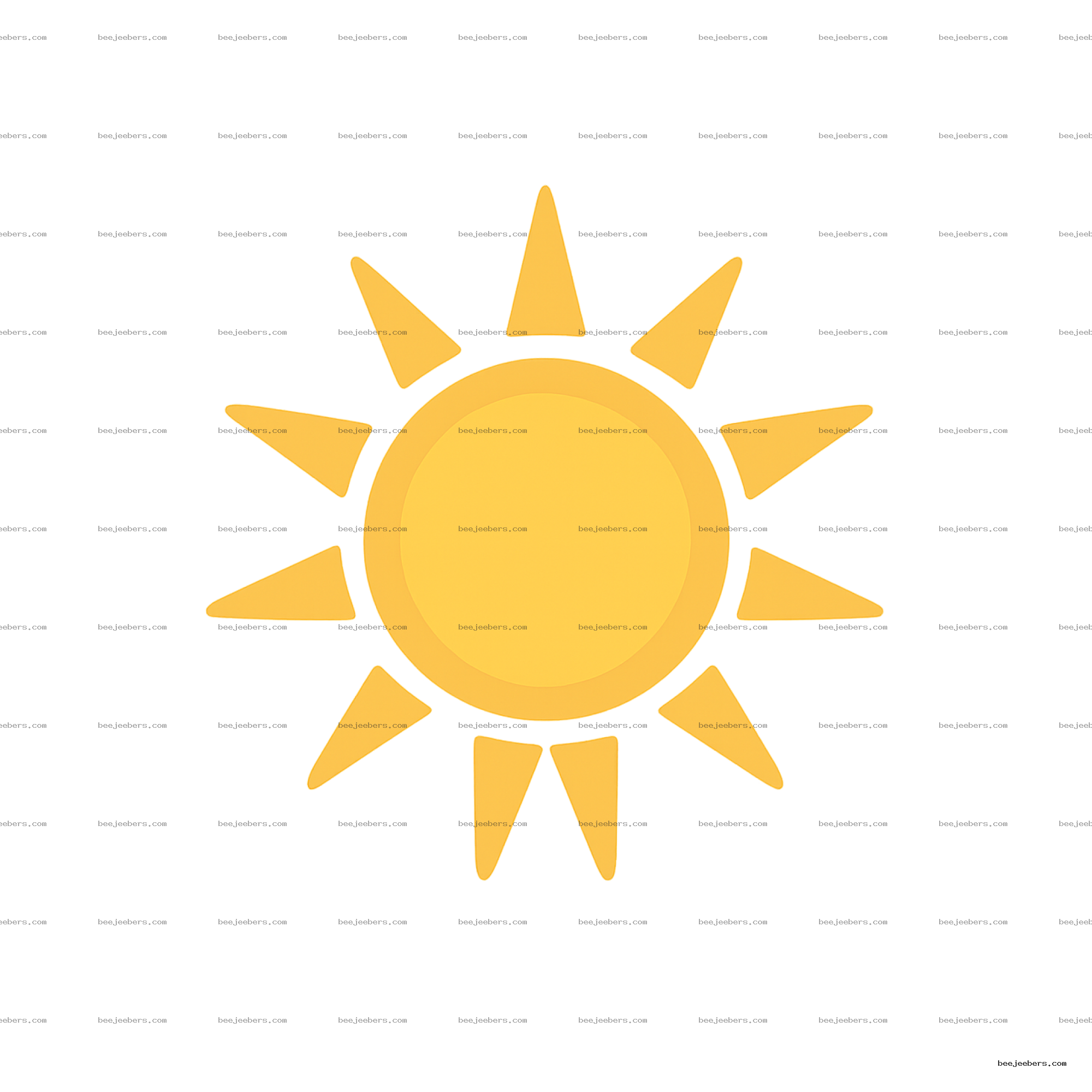 Clean vector sun clipart with yellow rays and transparent background for digital use