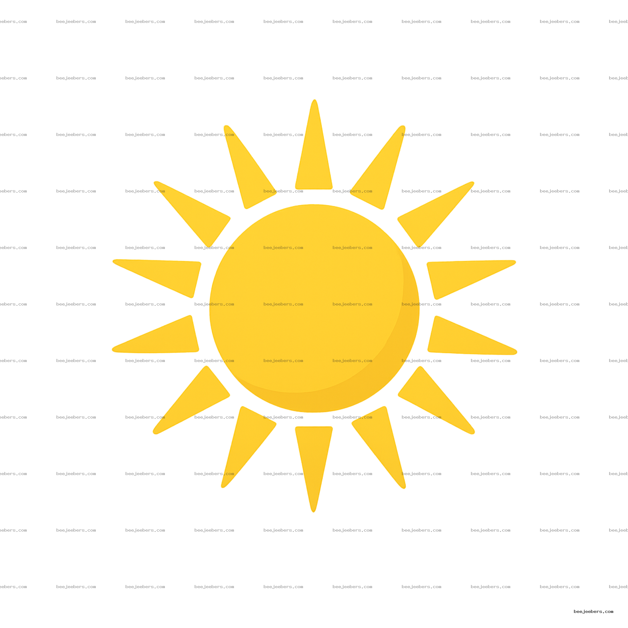 Yellow sun with triangular rays vector illustration on transparent background