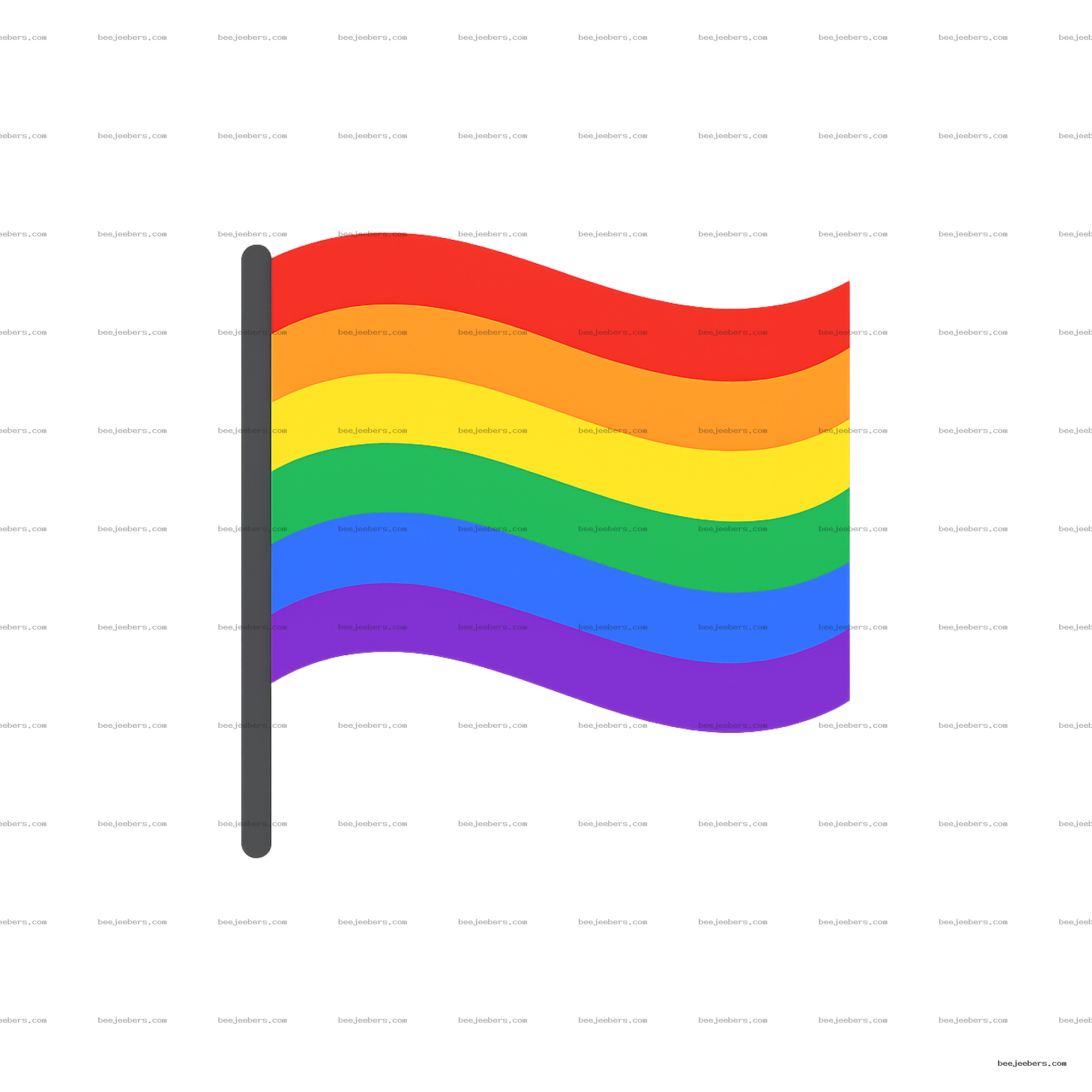 Transparent clean vector gay pride rainbow flag with waving stripes on a pole