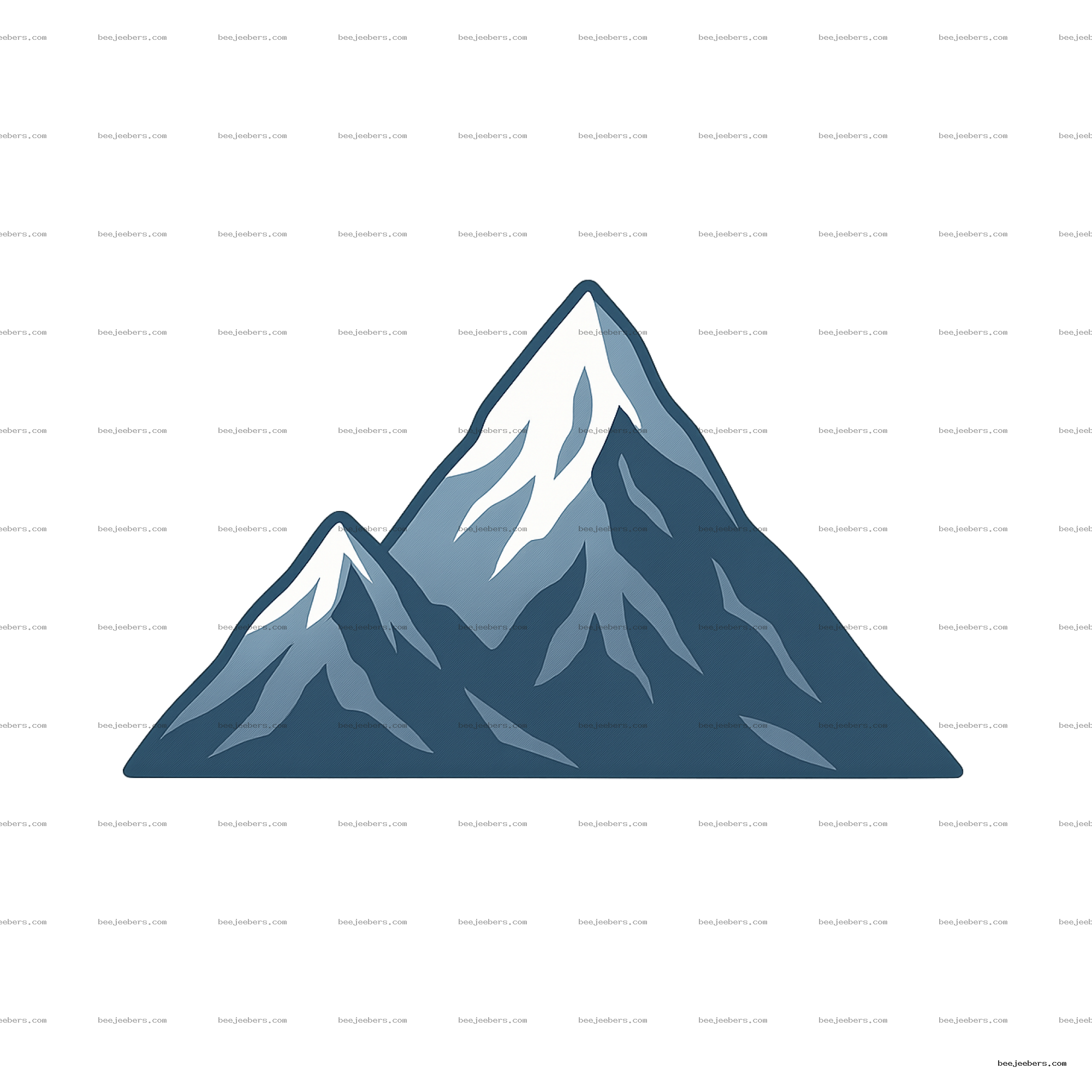 Vector illustration of a snow-capped mountain peak with transparent background