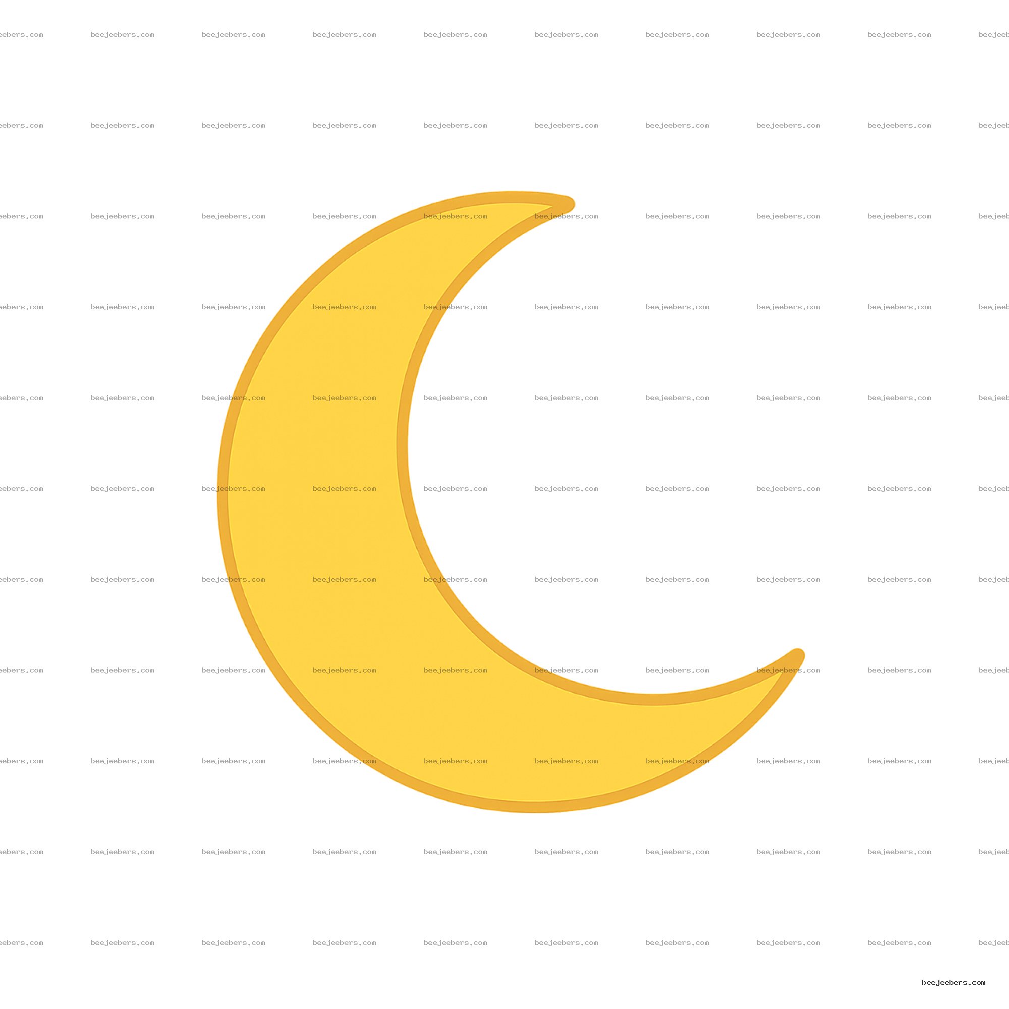 Yellow crescent moon clipart with smooth edges and subtle shading on transparent background