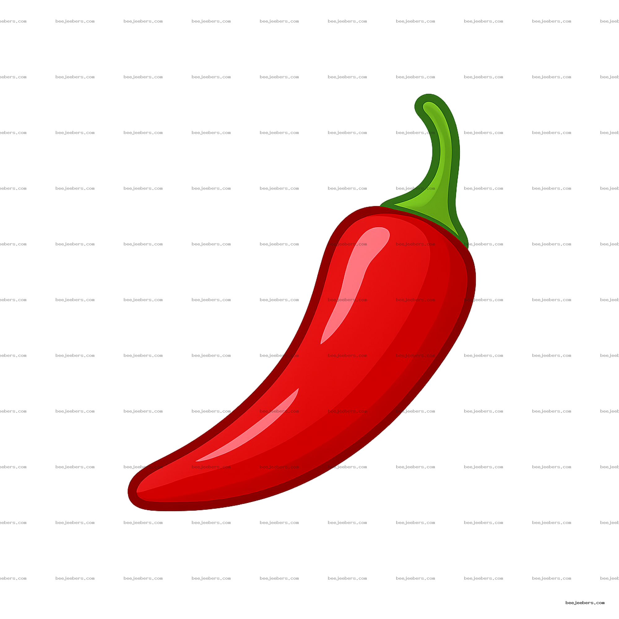 Glossy red chili pepper with green stem vector on transparent background