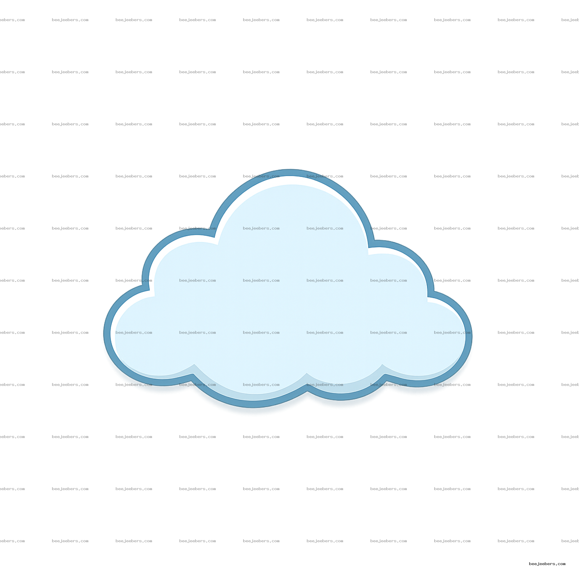 Clean vector illustration of a light blue cloud with white and blue outline on transparent background