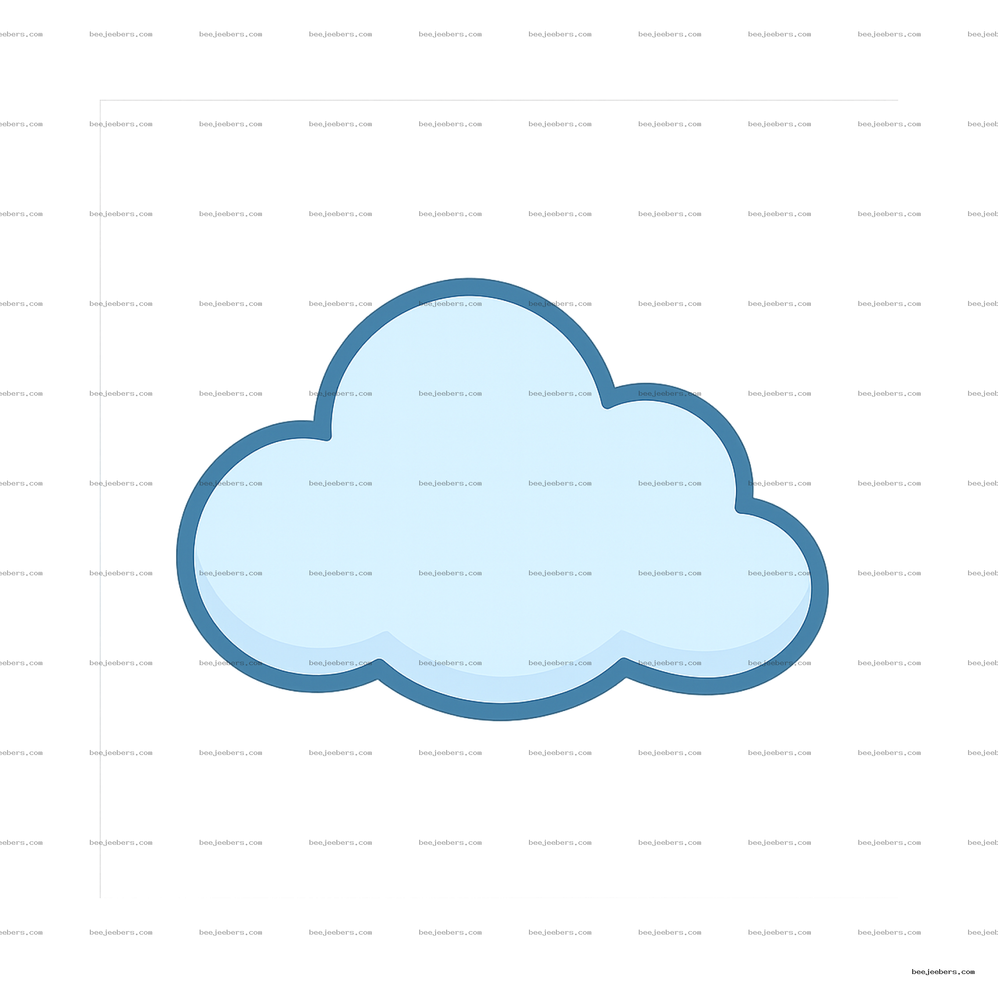 Simple clean vector cloud shape in light blue with dark blue outline on transparent background