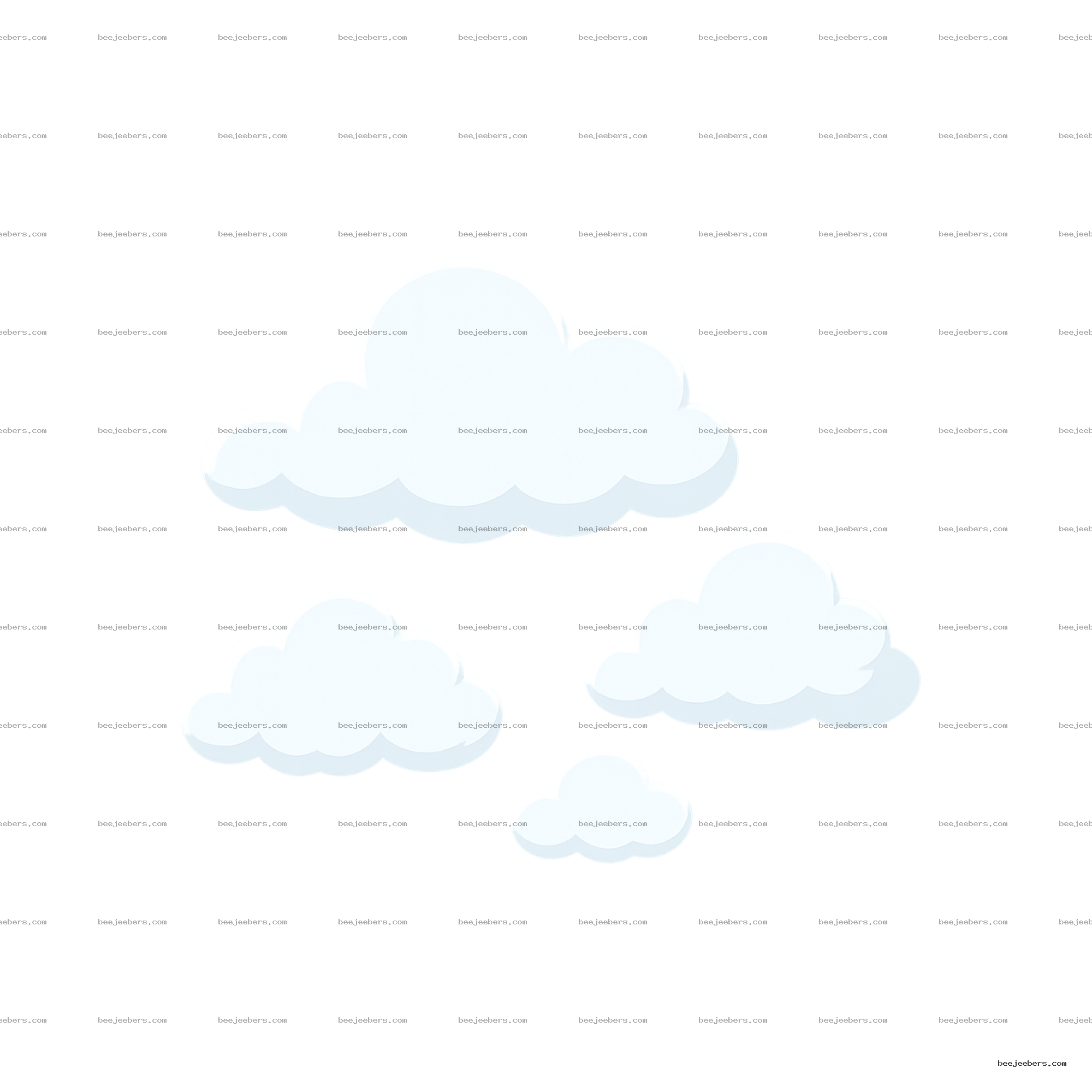 Simple clean white cloud vector with soft shading on transparent background