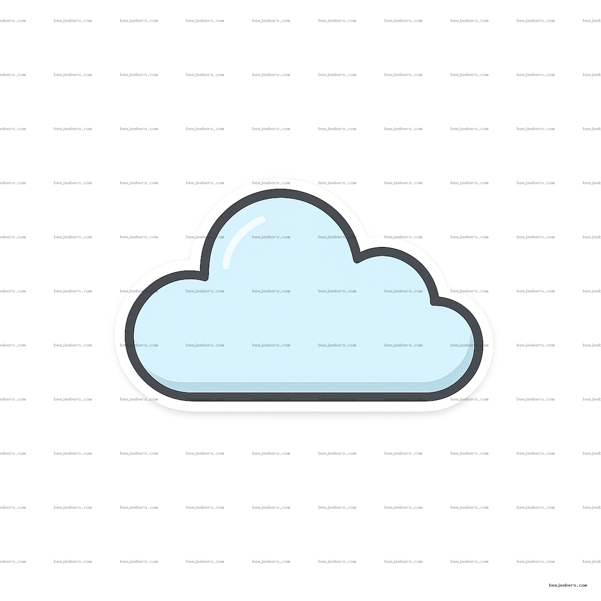 Clean vector blue cloud PNG sticker with transparent background and dark outline