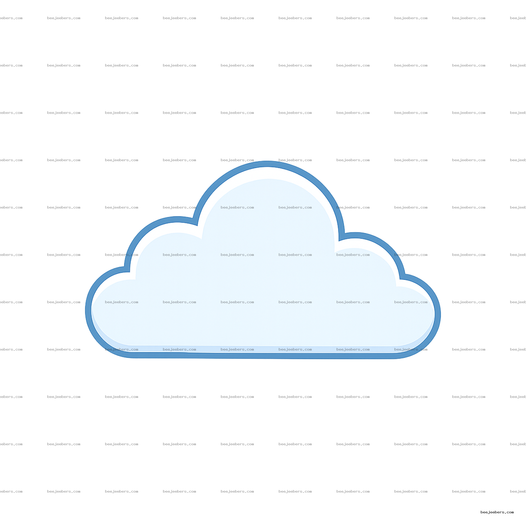 Light blue clean vector cloud with smooth curves and transparent background digital clipart