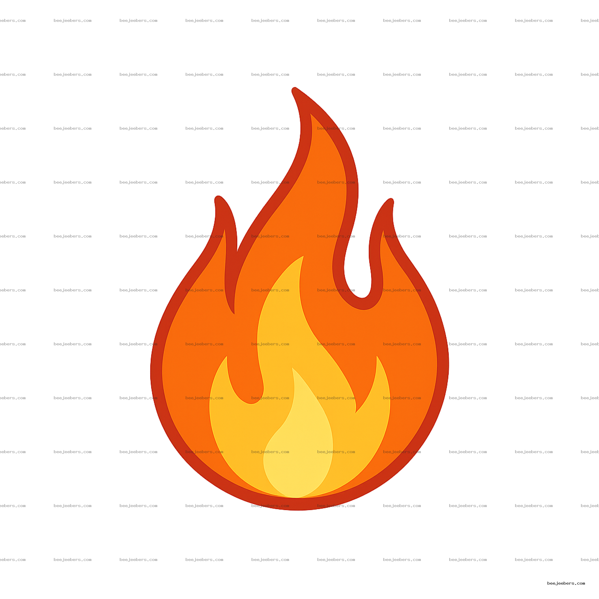 Clean vector illustration of a bright orange and yellow flame with transparent background