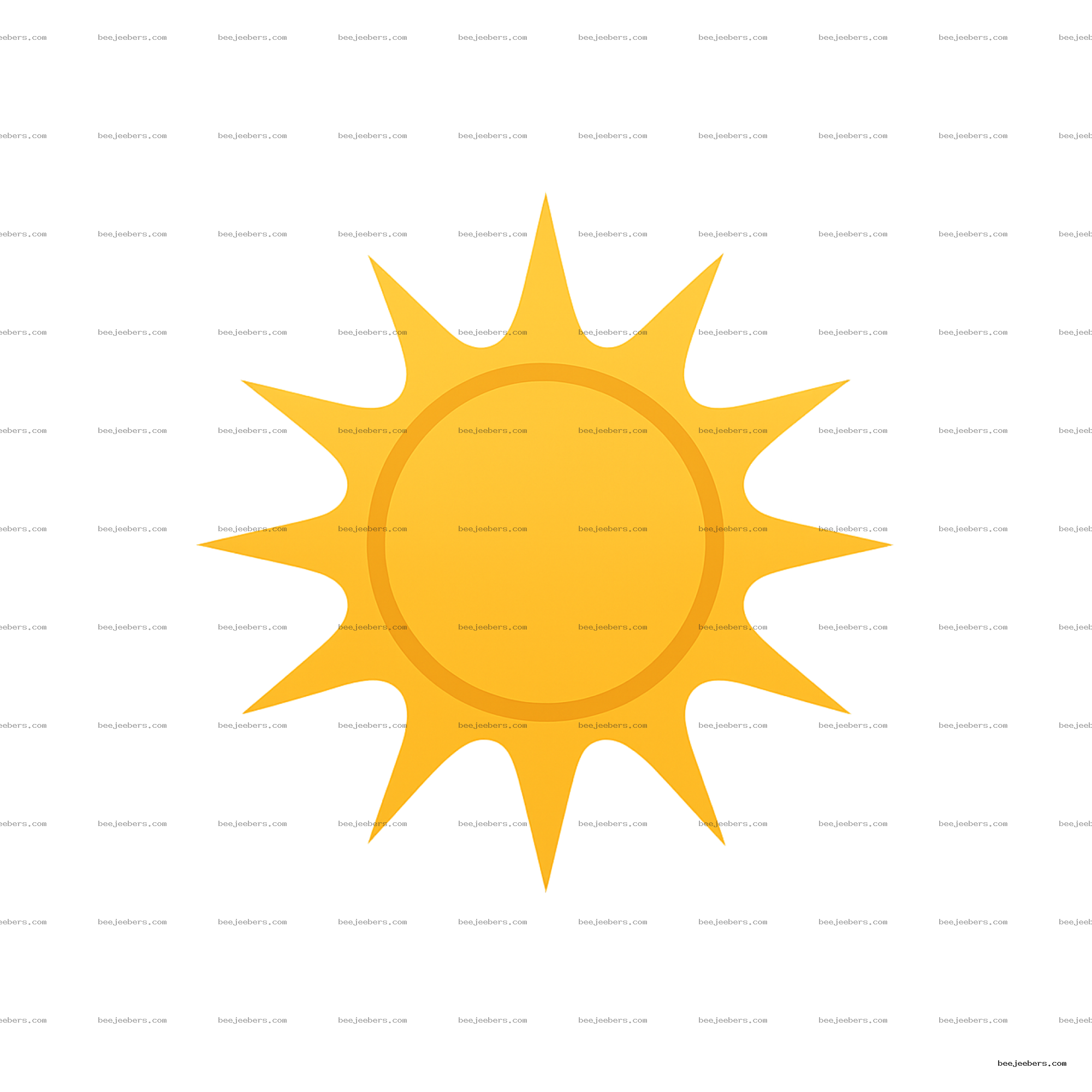 Golden sun vector illustration with pointed rays and transparent background