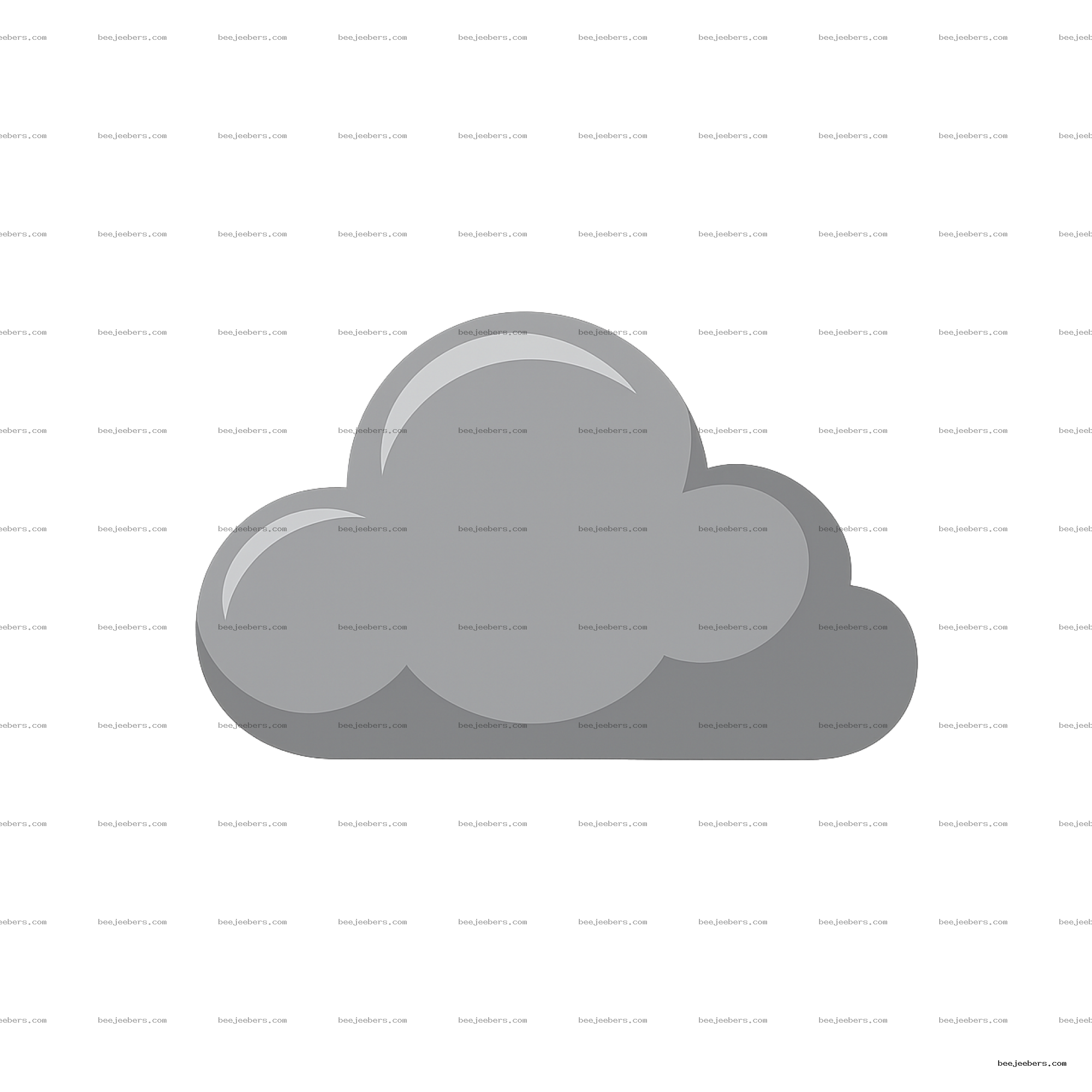 Clean vector grey cloud with soft highlights on transparent background PNG
