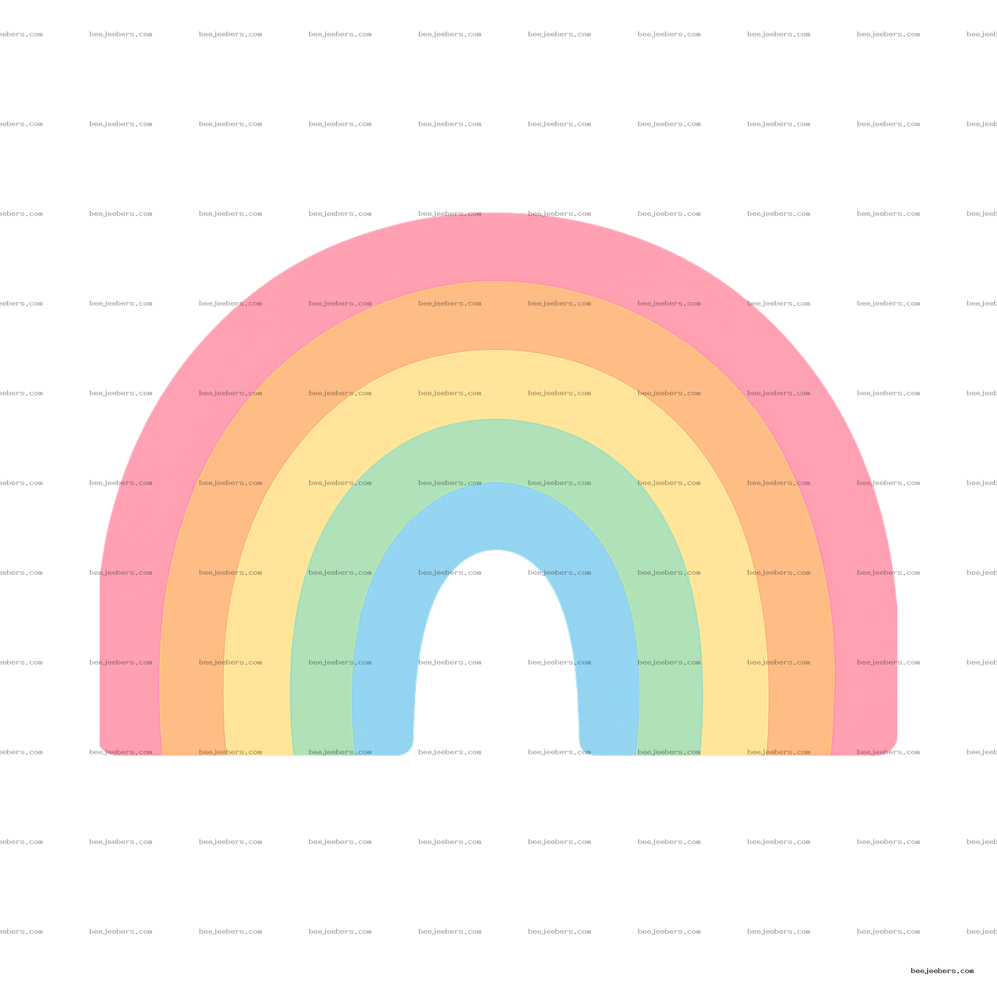 Pastel rainbow clipart with pink, orange, yellow, green, and blue arcs on a transparent background
