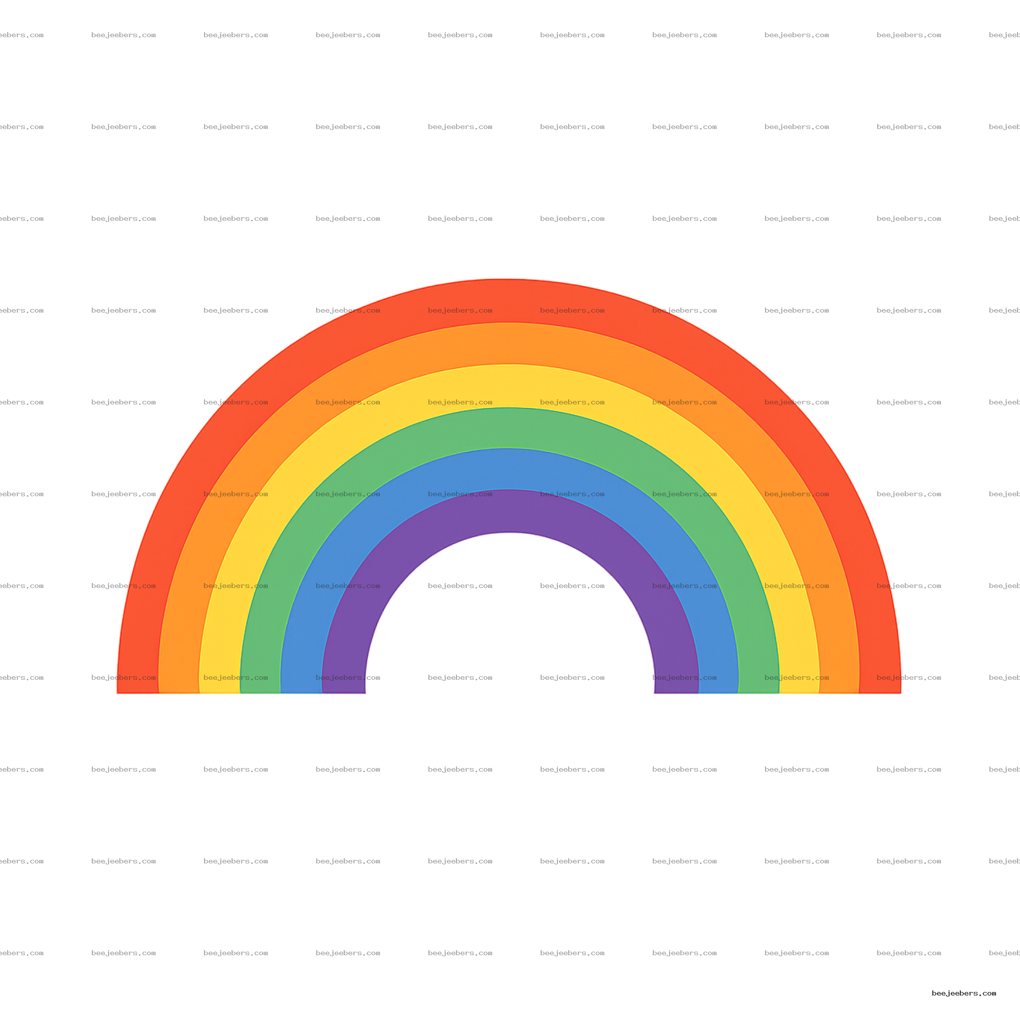 Colorful clean vector rainbow with red, orange, yellow, green, blue, and purple arcs on transparent background