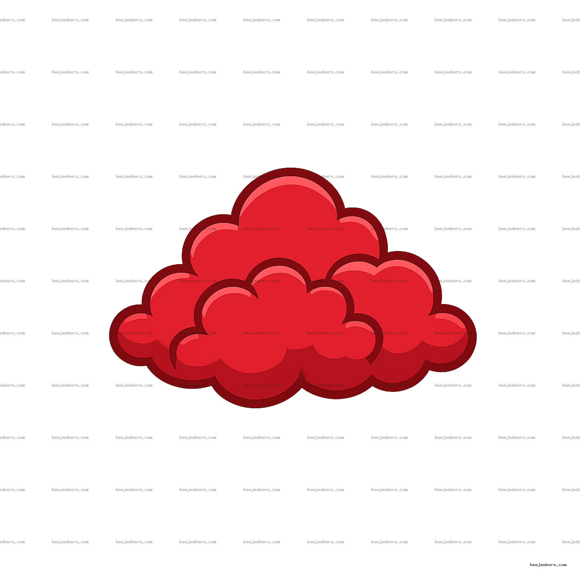 Red stylized clouds clipart in clean vector style with transparent background