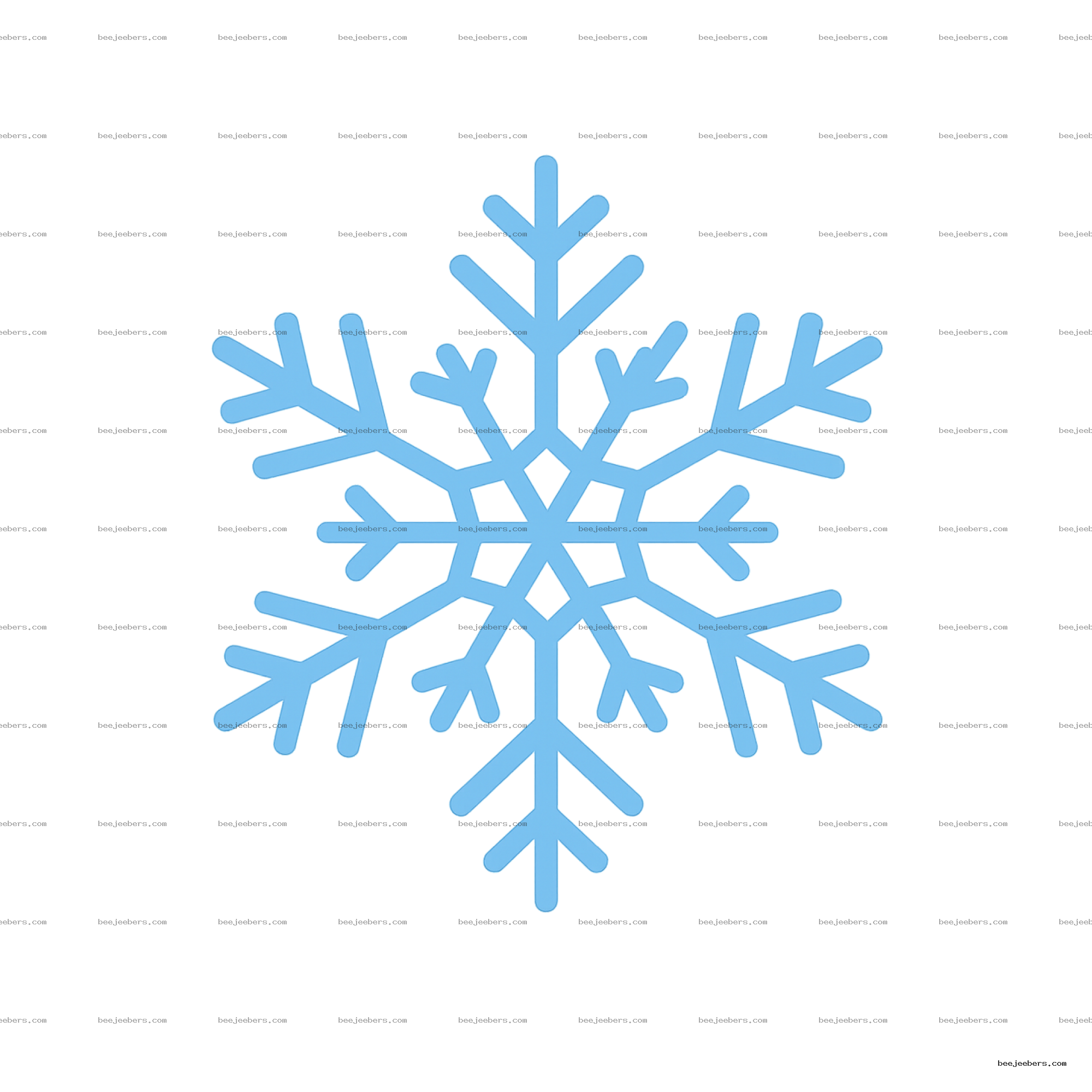 Blue symmetrical snowflake PNG on transparent background for winter and holiday design