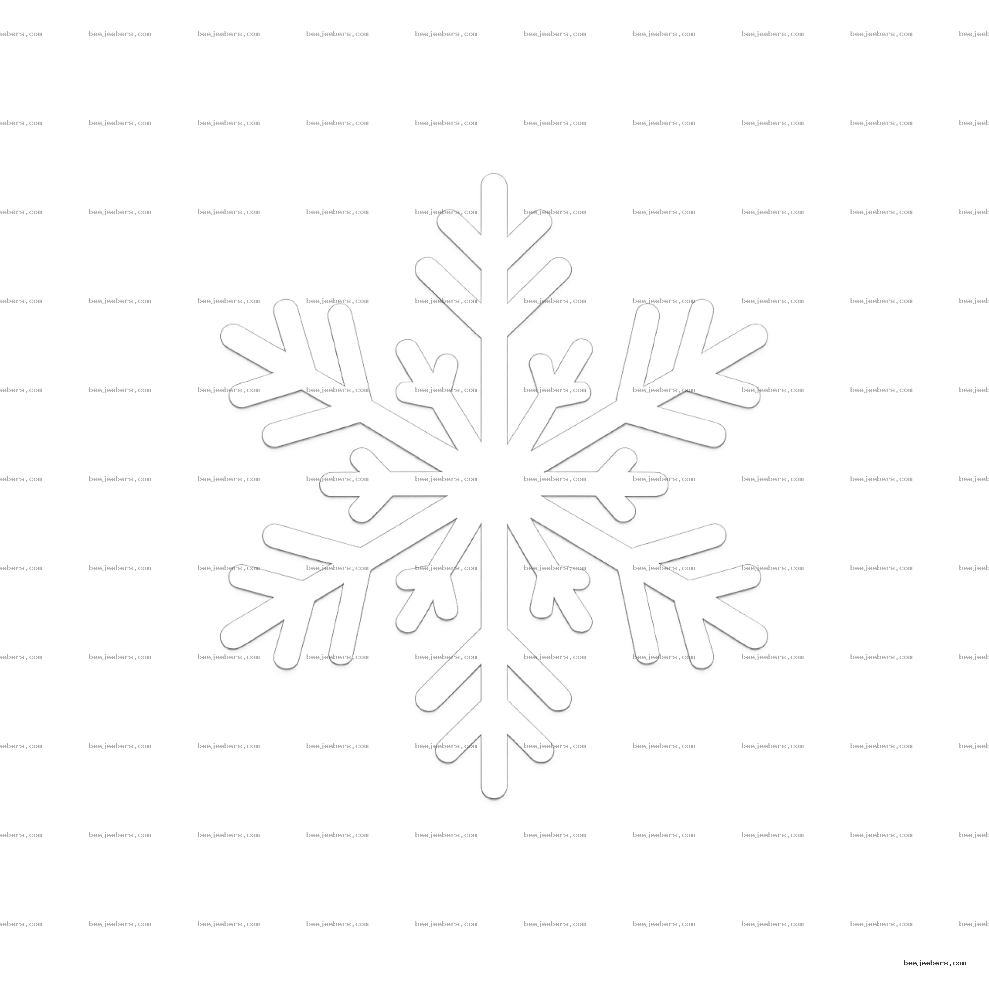 White symmetrical snowflake with transparent background for winter and holiday designs