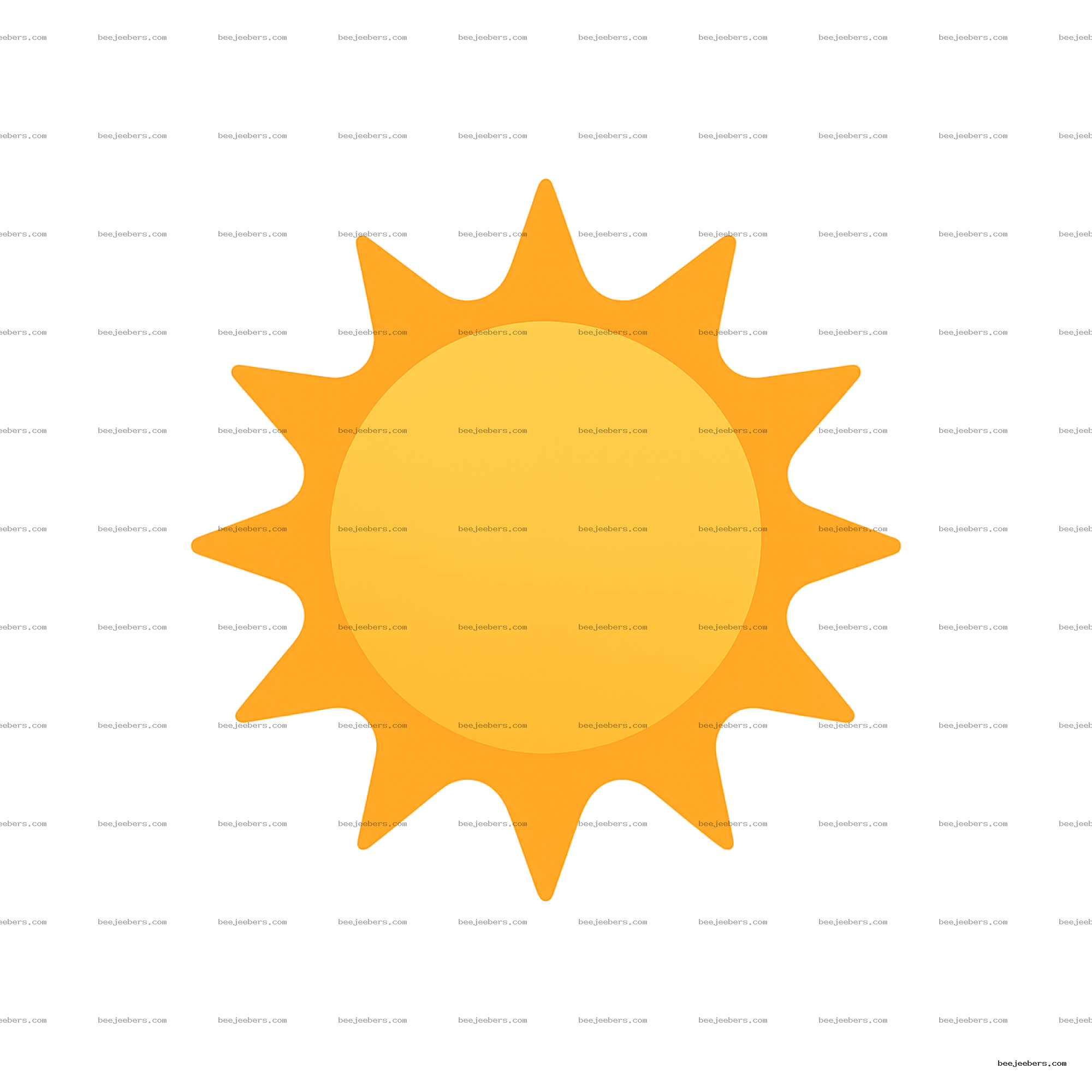 Bright yellow sun with pointed rays in a clean vector style on transparent background