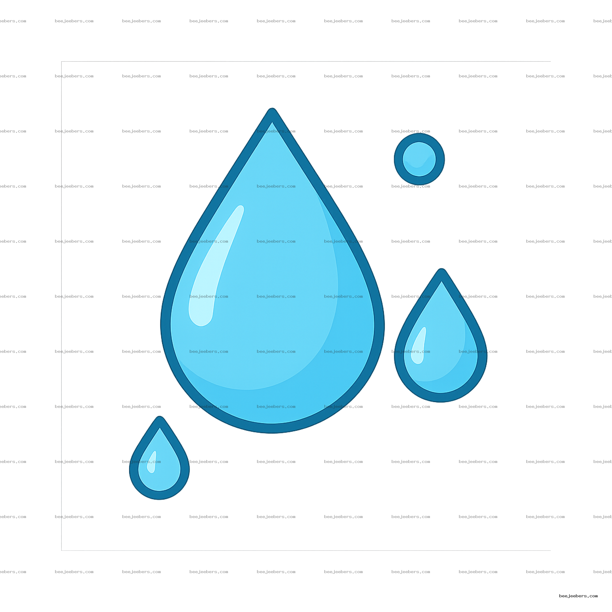 Vector clean blue water droplets with highlights on transparent background