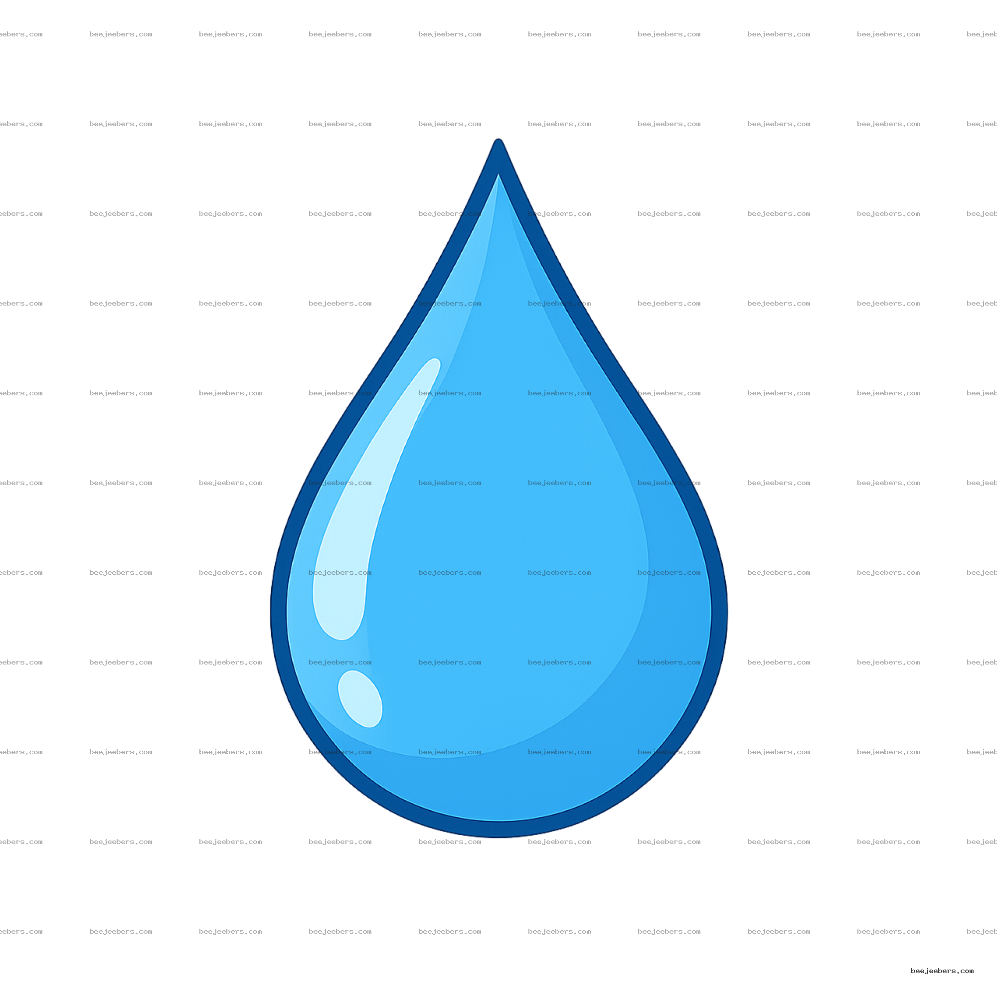 Clean blue water drop vector with gradient and highlights on transparent background