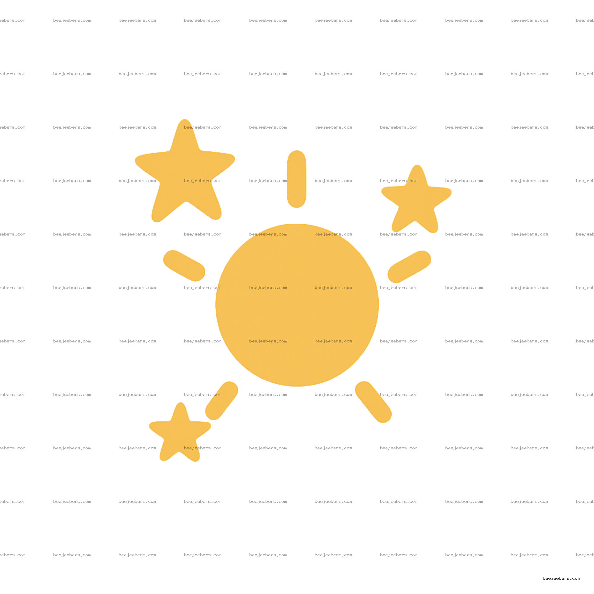 Yellow vector image of a sun with three stars on transparent background