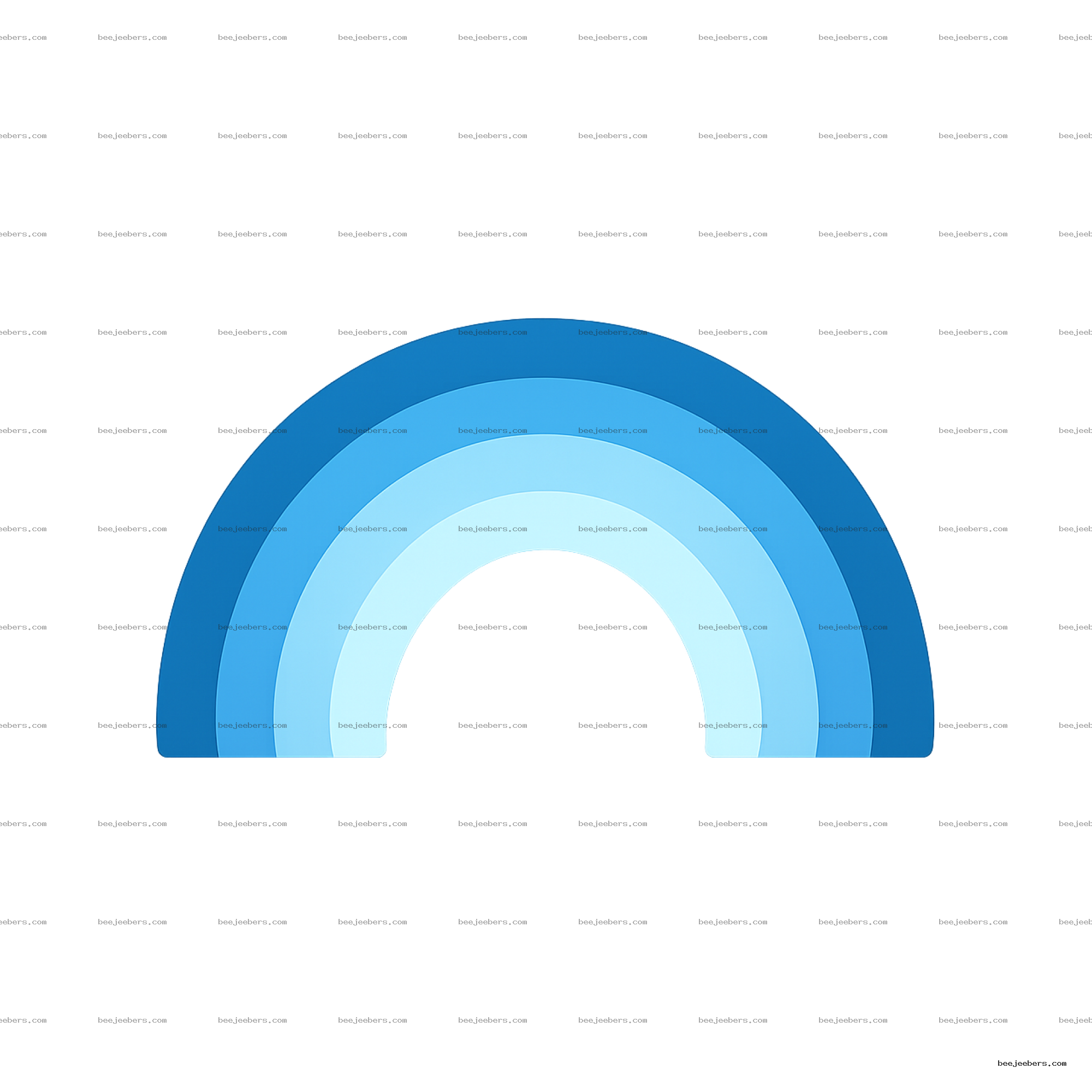 Minimalist blue rainbow PNG with five blue arcs on transparent background for digital design
