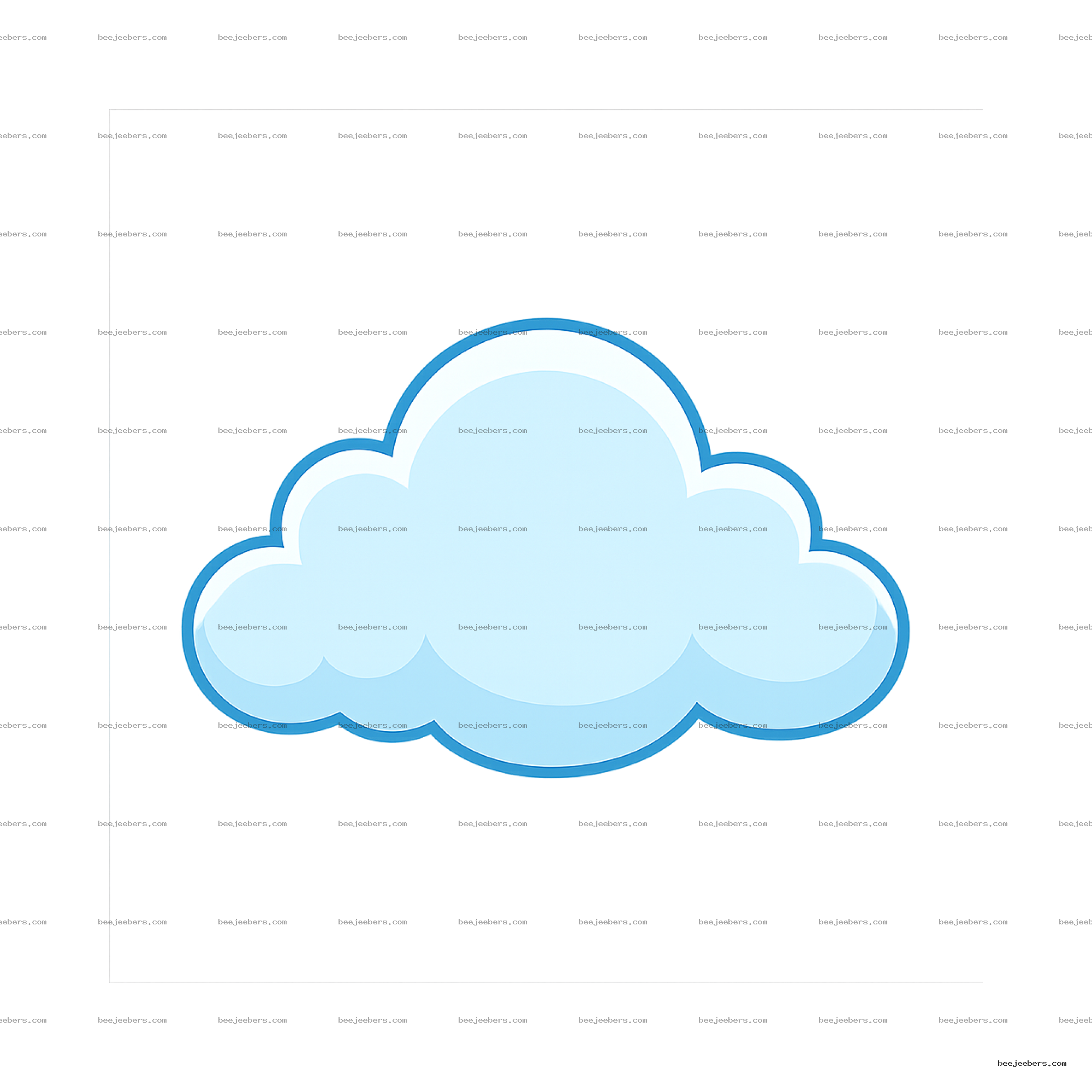 Light blue clean vector cloud with white highlights and blue outline on transparent background