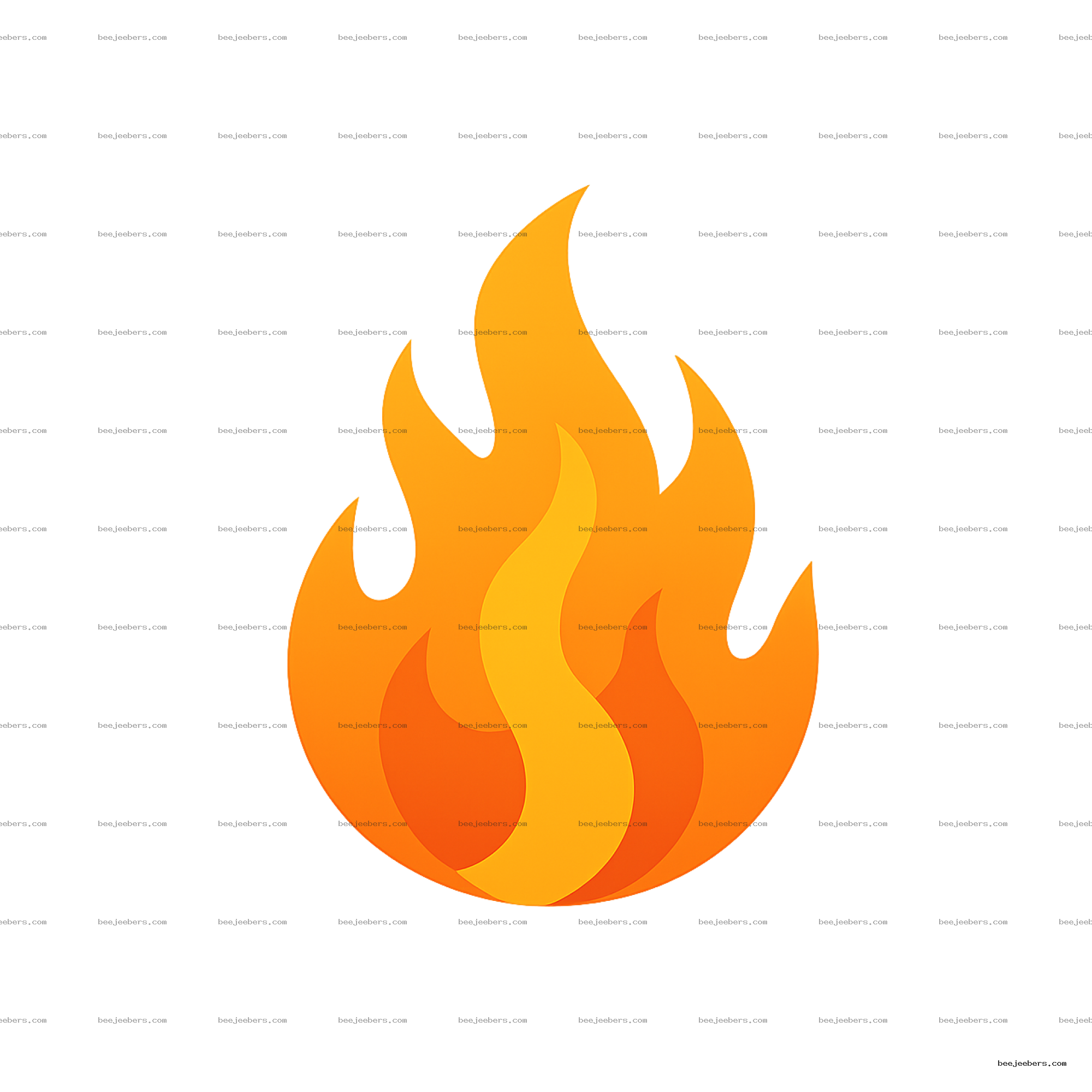 Clean vector fire flame illustration with orange and yellow layers on transparent background